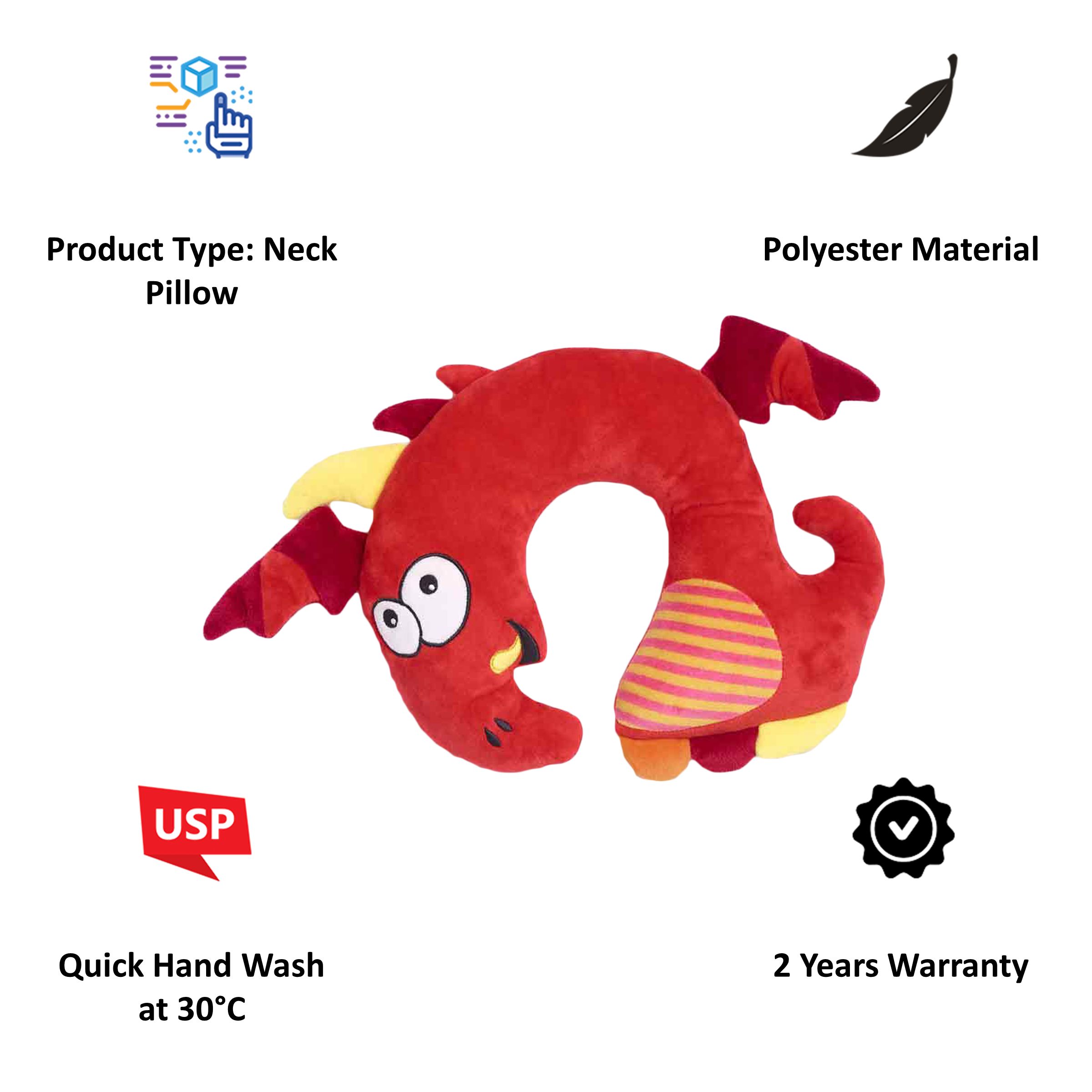 TRAVEL BLUE Tobi The Dragon Polyester Neck Pillow (Soft and Comfortable, Multicolor)_5