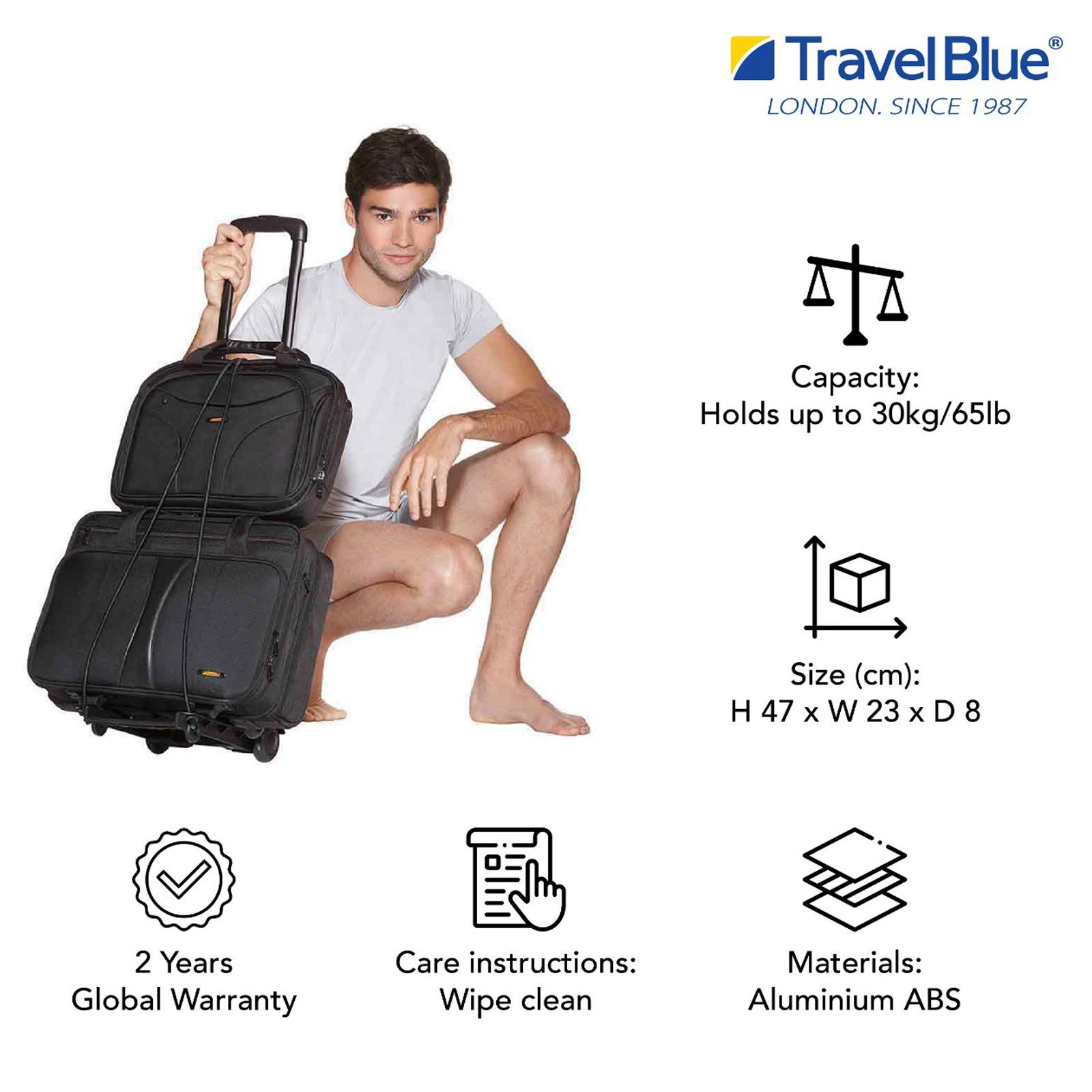 TRAVEL BLUE Deluxe Luggage Trolley (Foldable, 573, Black)_8