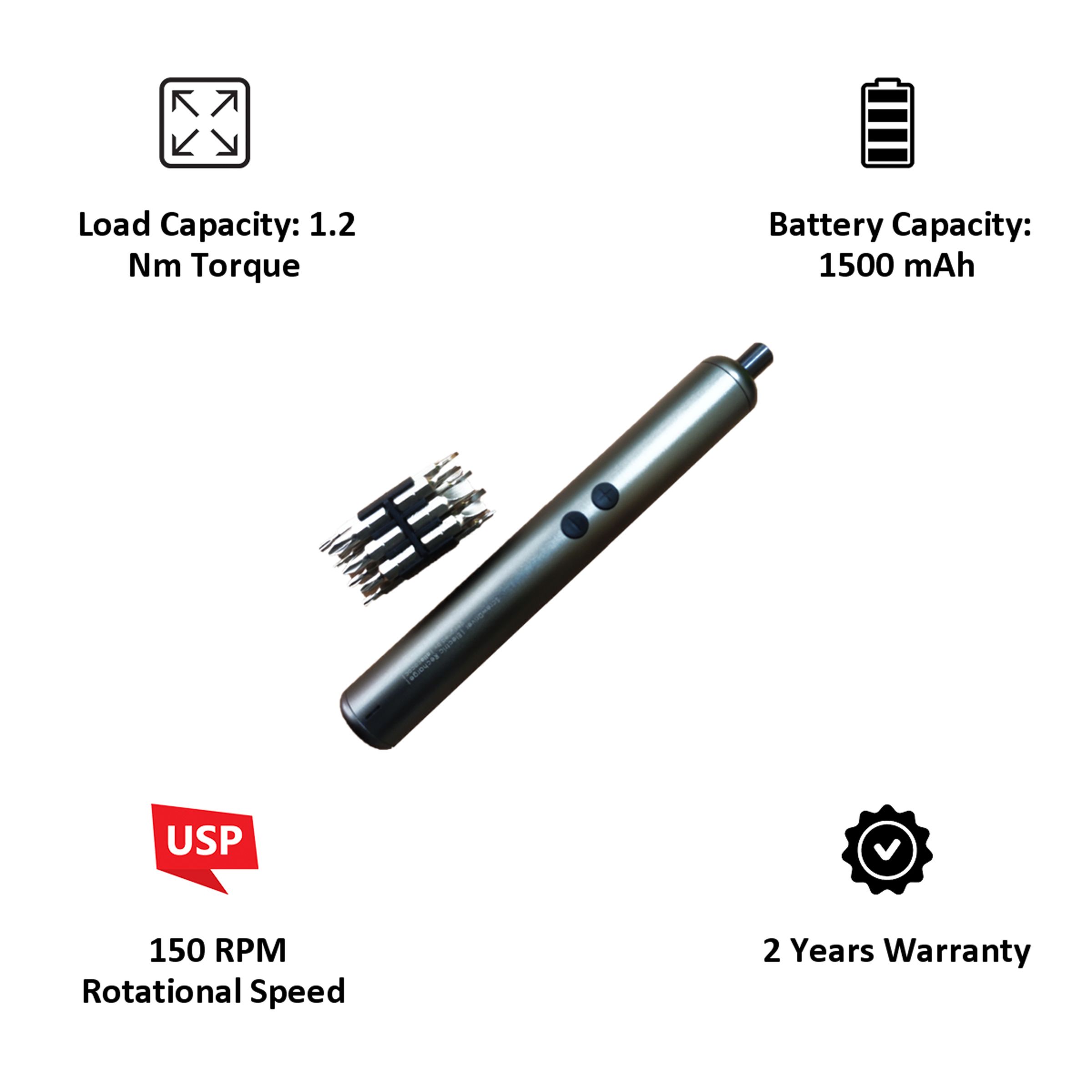 DesignNest ElectricRecharge 4.48 Amps Electric Screwdriver (19 Screw Bits, 10944GY/SDECRC, Grey)_4