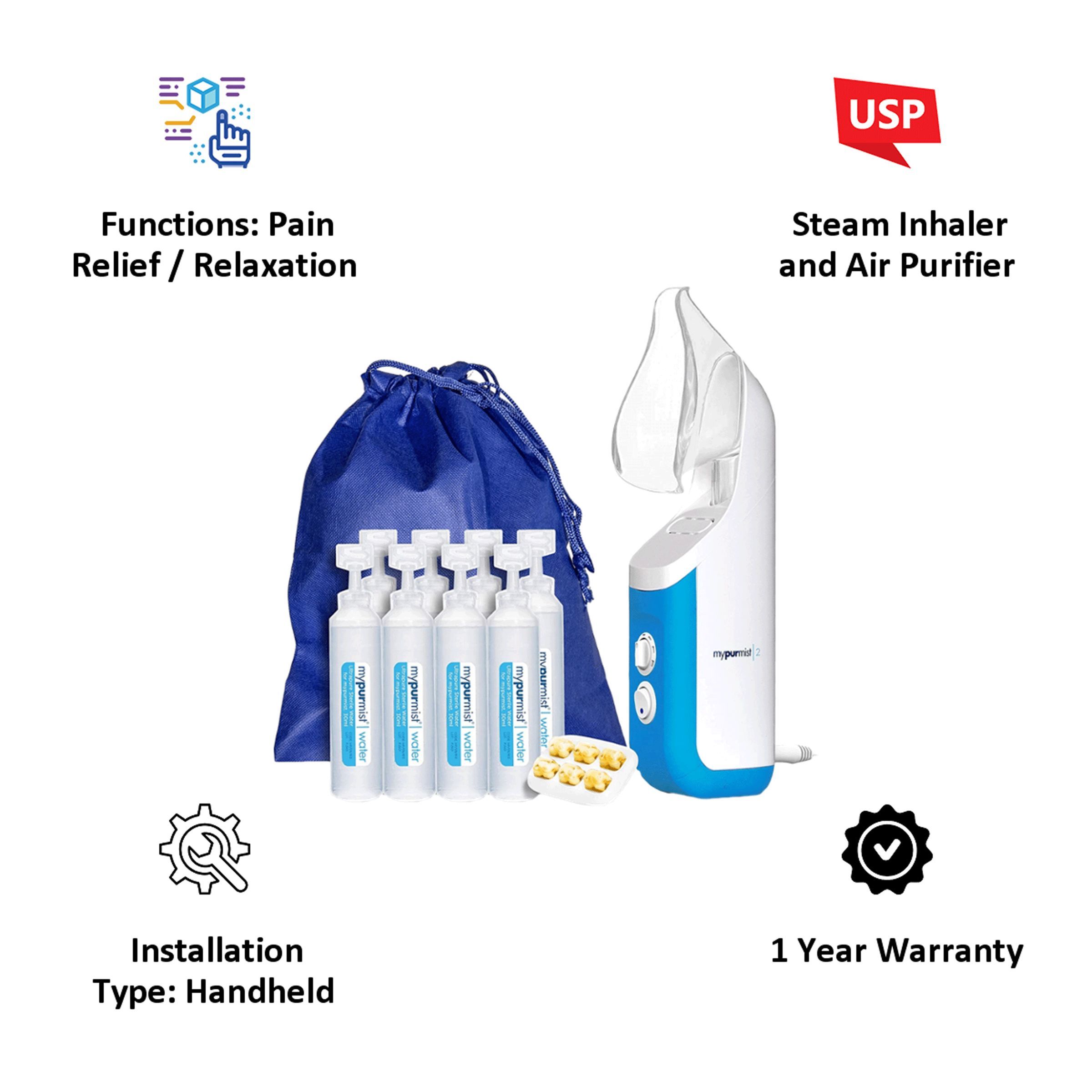 mypurmist Pain Reliever (Steam Inhaler and Air Purifier, NI1896, White)_3