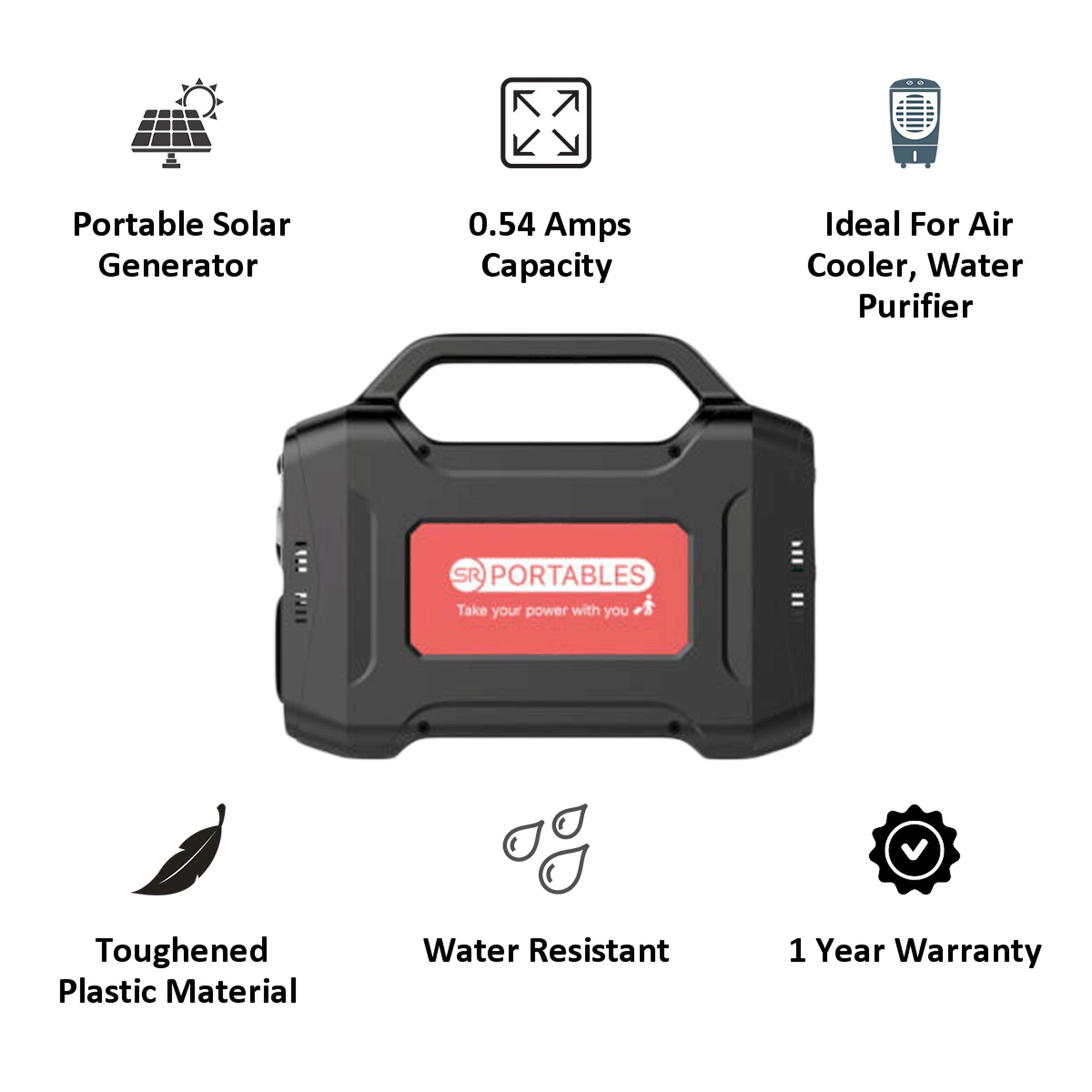 SR PORTABLES Thia 130Wh 130 Watts Portable Solar Generator (Water Resistant, SRTHIASG, Orange)_2