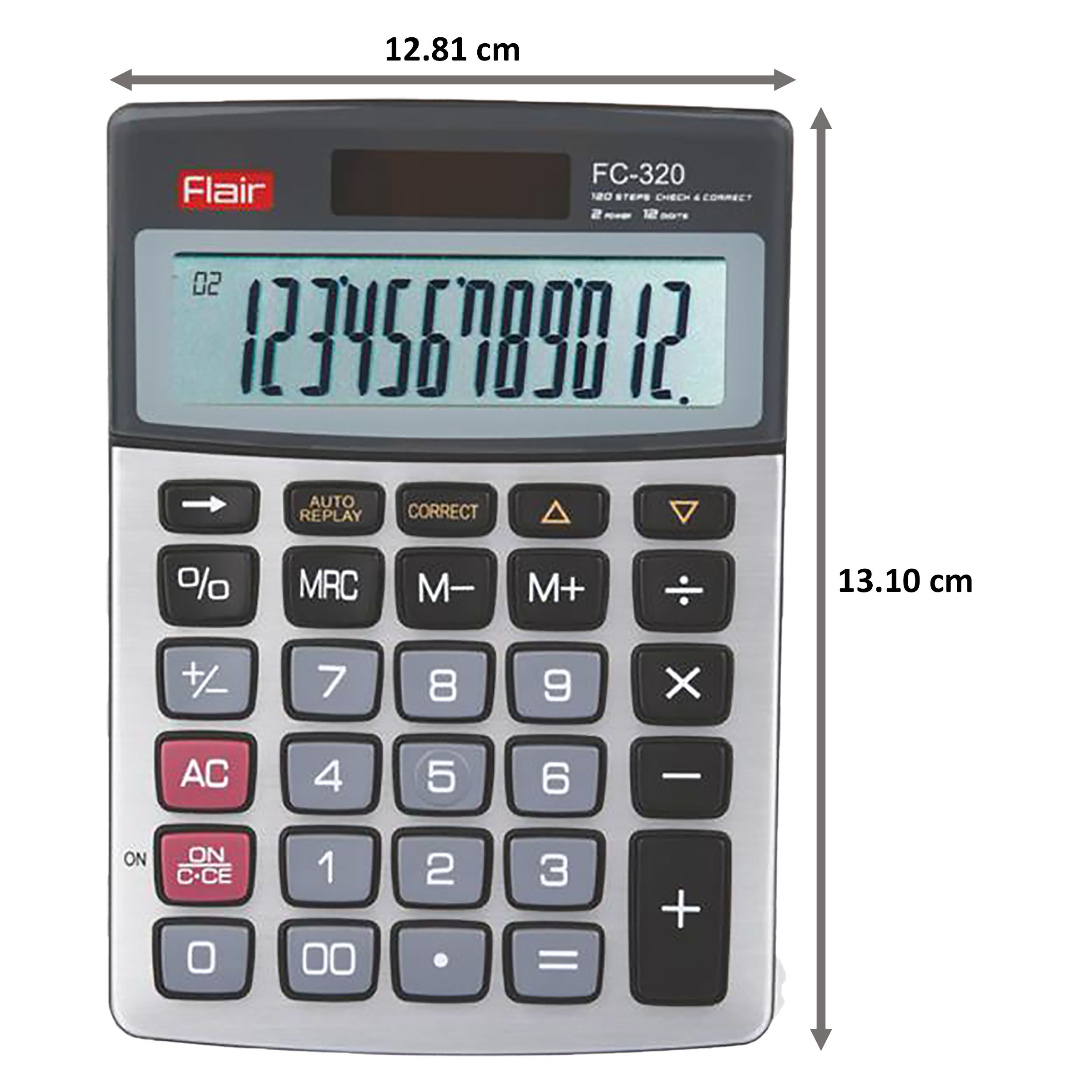 Flair Desktop Basic Calculator (120 Step Check and Correct, FC 320, Silver)_2