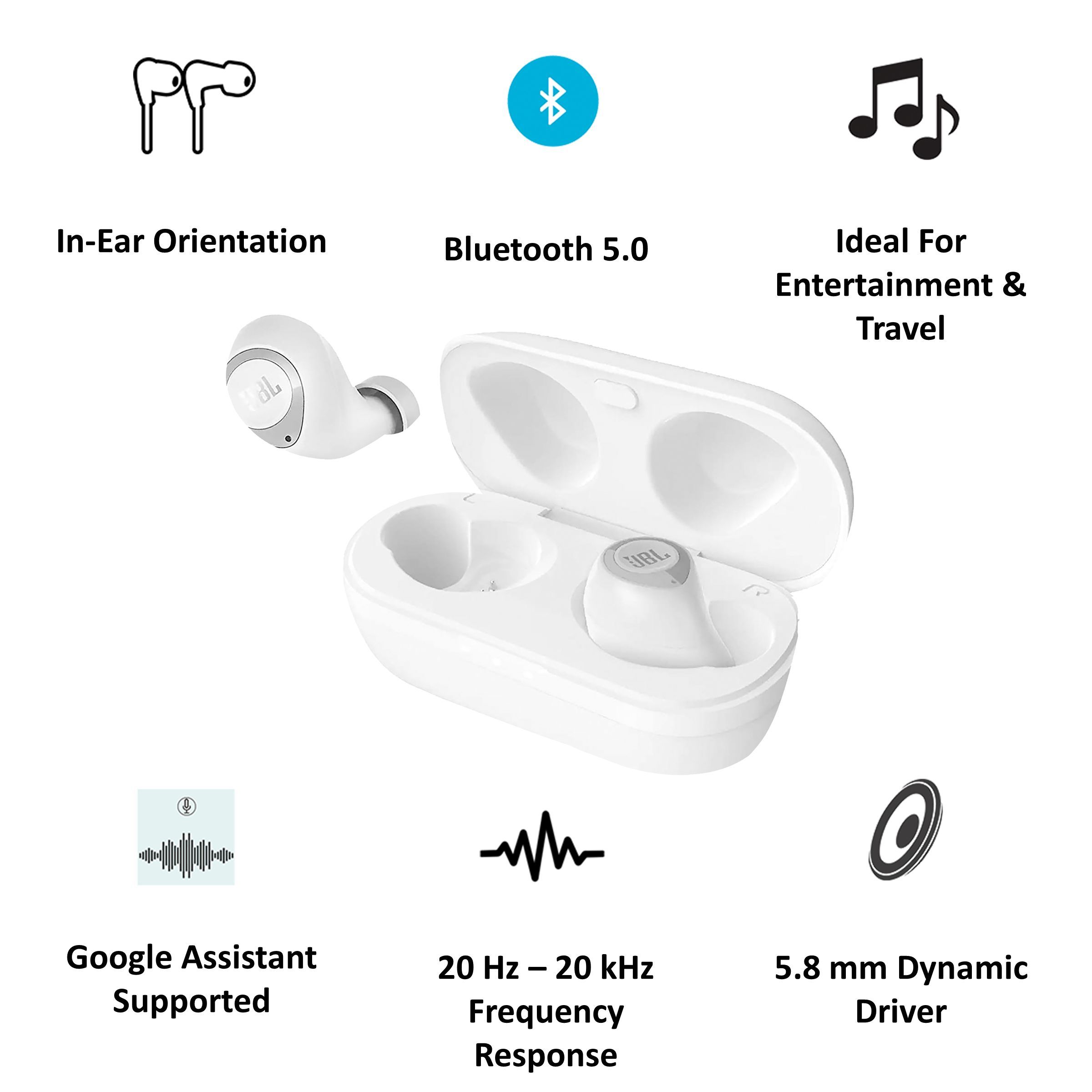 JBL C105TWS JBLC105TWSWHT In-Ear Truly Wireless Earbuds with Mic (Bluetooth 5.0, JBL Pure Bass Sound, White)_5