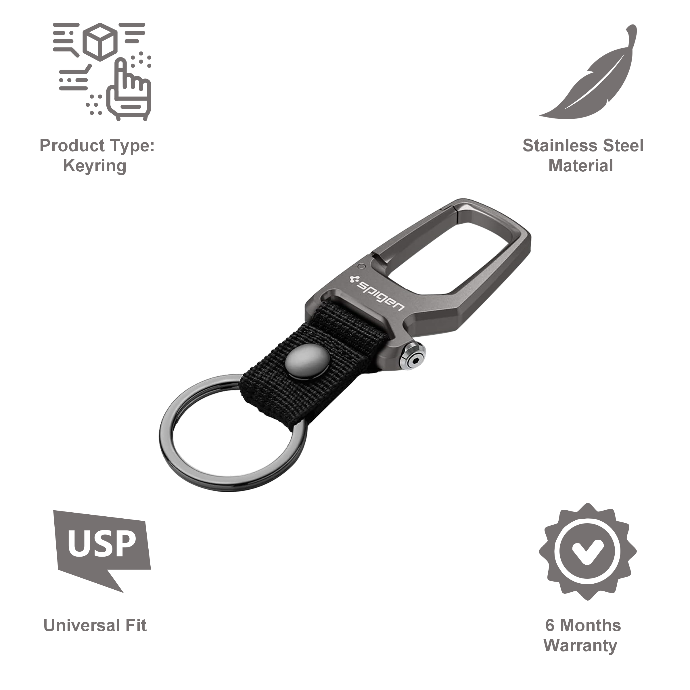 spigen Carabiner Key Ring (Bottle-Opener, AHP01869, Black)_4
