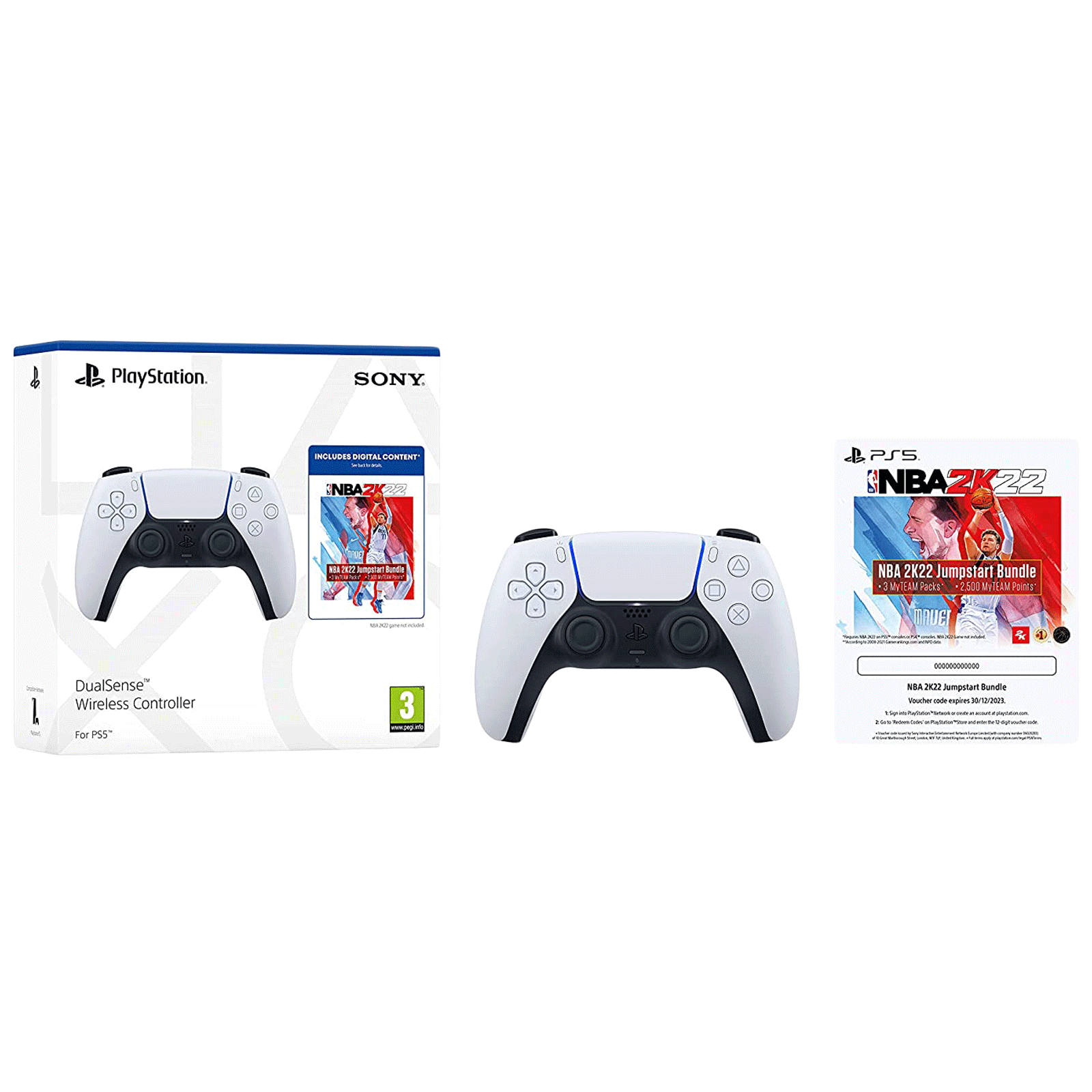 SONY DualSense Wireless Controller For PlayStation 5 (Voucher for NBA 2K22 Jumpstart, 50668522, White)_1