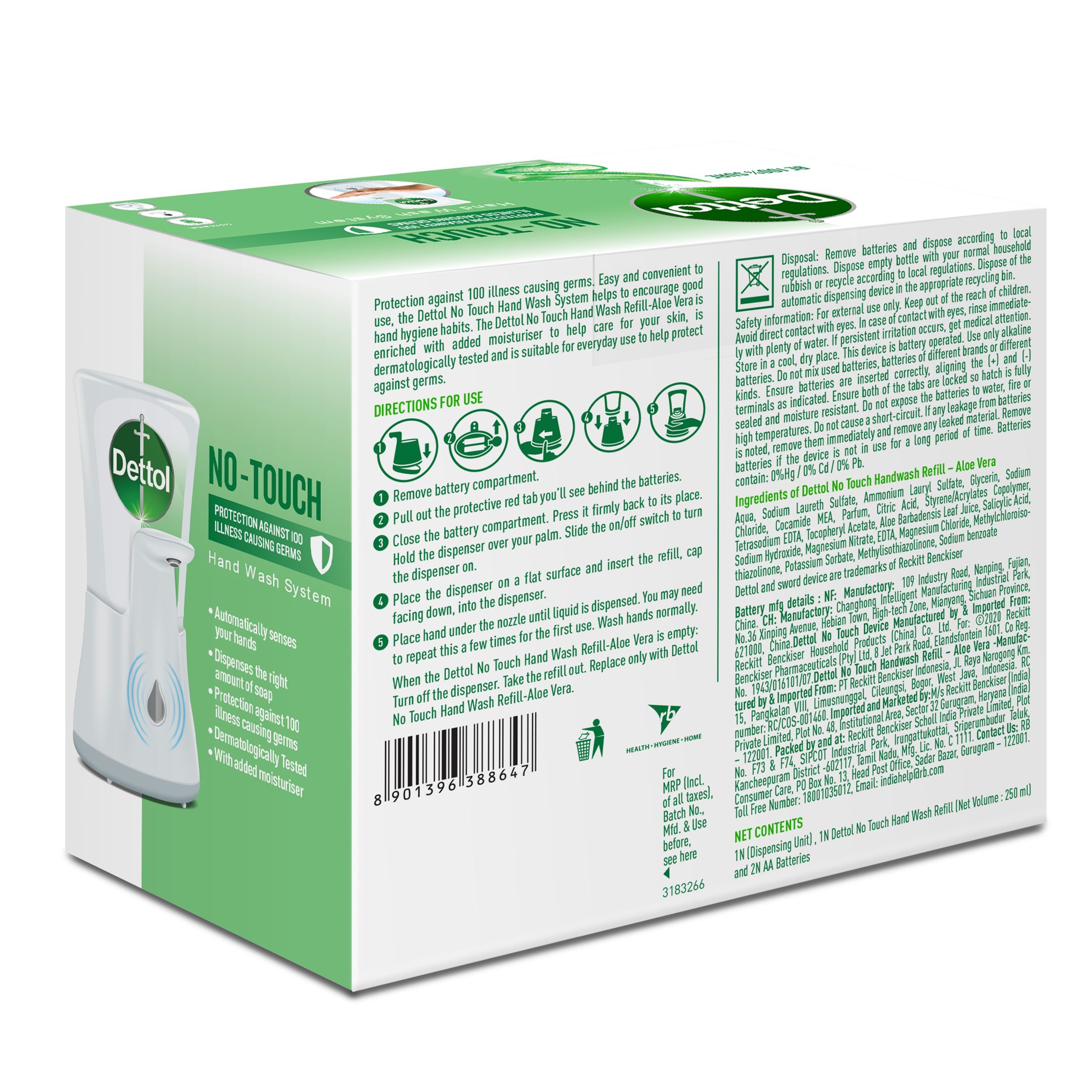 Dettol Automatic Soap Dispenser (Aloe Vera Refill Pack- 250ml, 3192934, White)_8