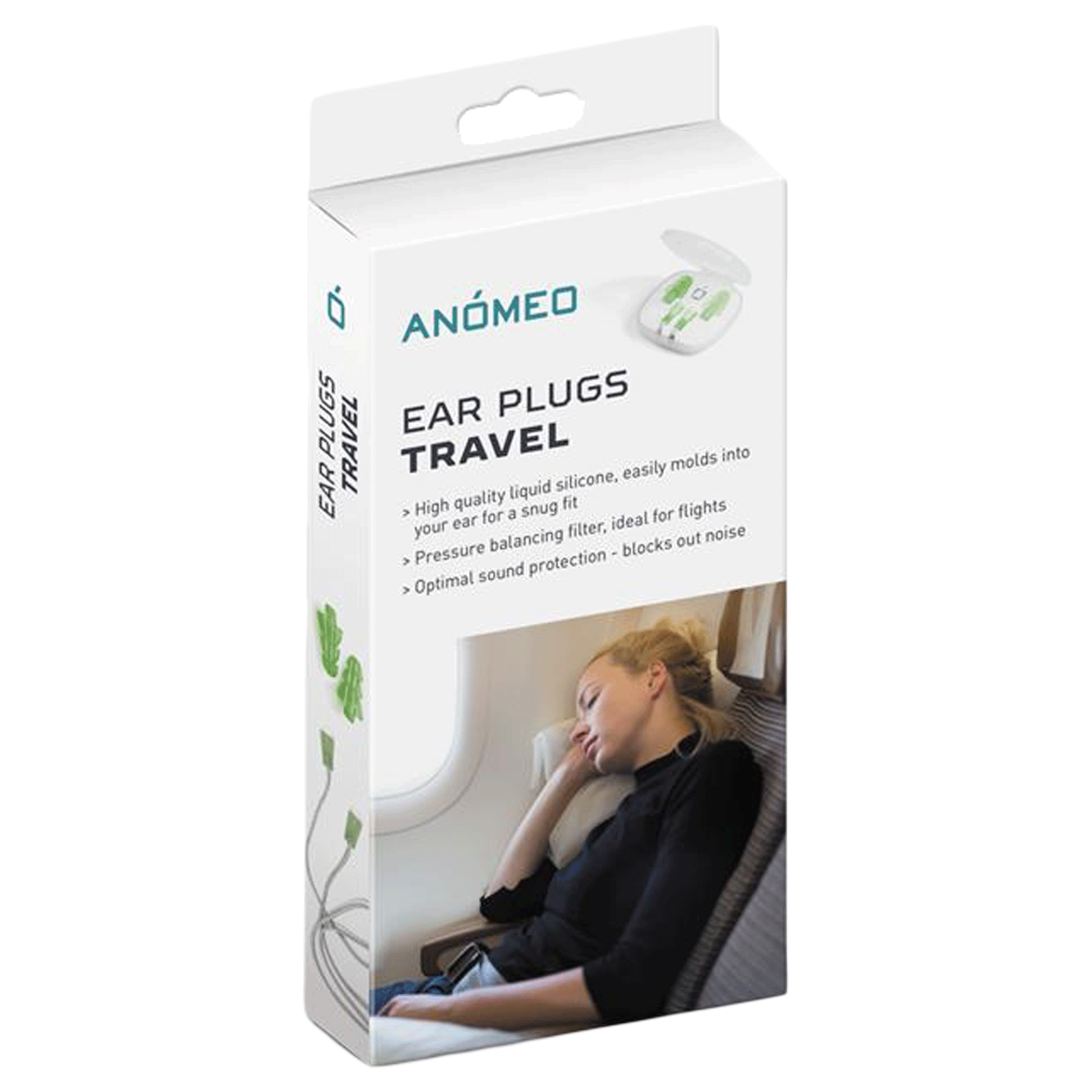 ANOMEO Travel Silicone and Polypropylene Earplugs (Optimal Sound Protection, 2426, Green)_3