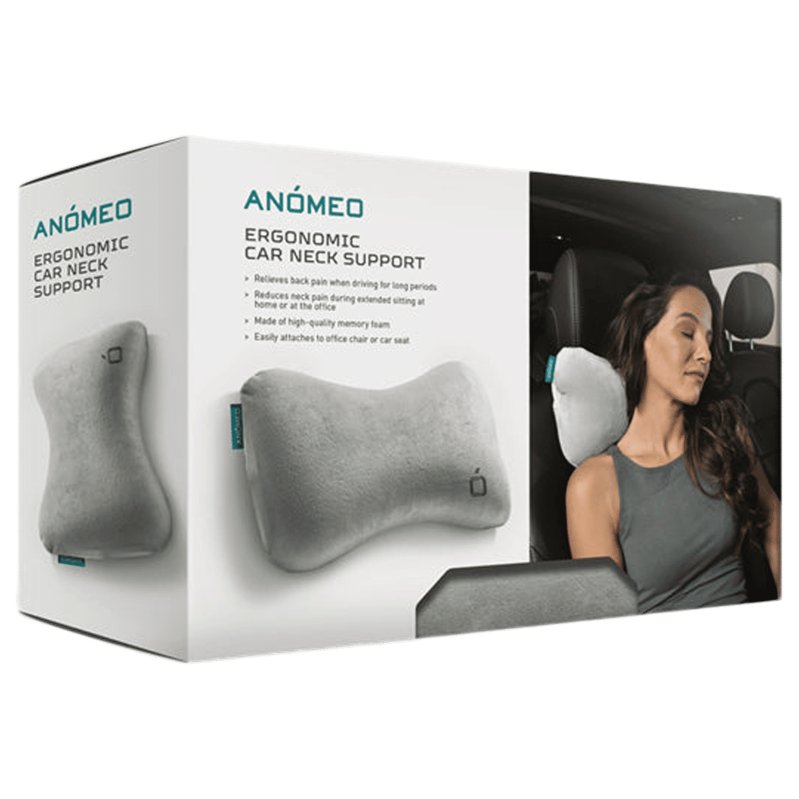 ANOMEO Memory Foam Neck Pillow (Hypoallergenic and Portable, 2404, Grey)_2