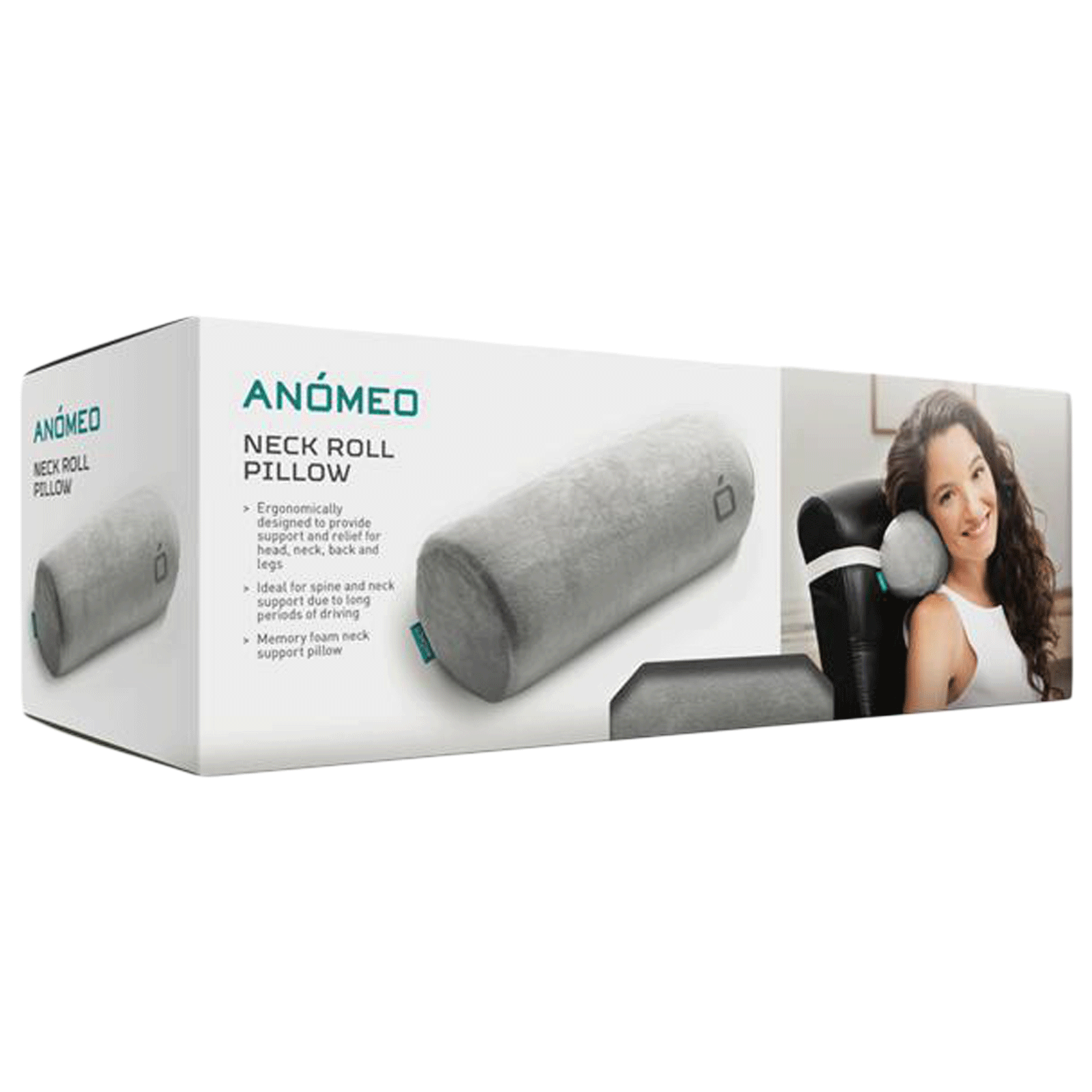 ANOMEO Tube Hypoallergenic Neck Pillow (Memory Foam, 2405, Grey)_4