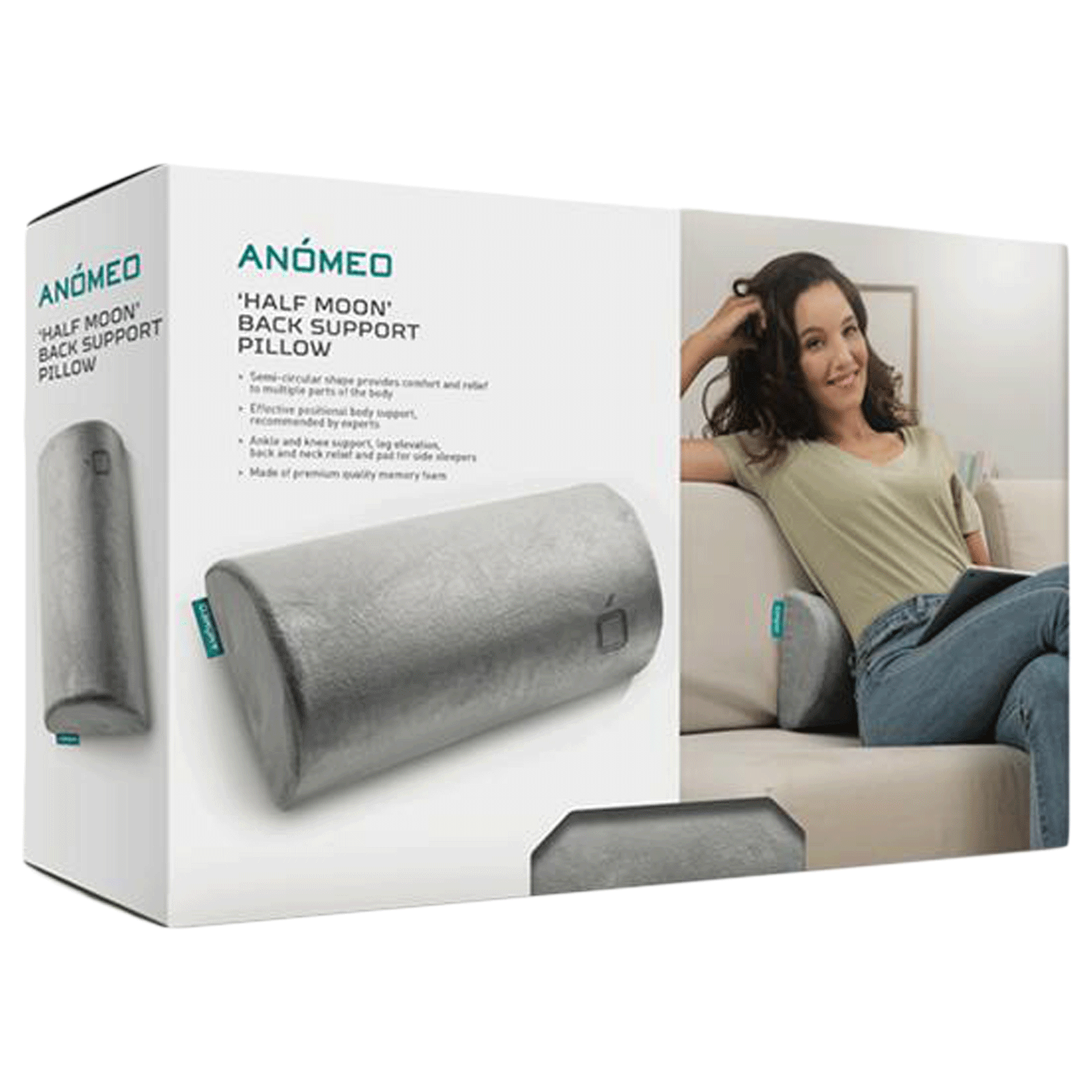 ANOMEO Half Moon Memory Foam Neck Pillow (Therapeutic Feature, 2406, Grey)_2