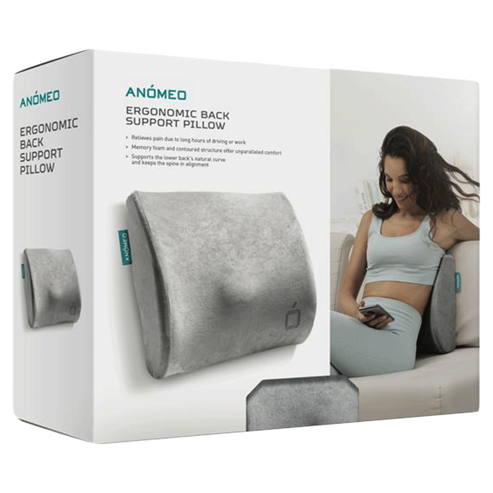 ANOMEO Large Memory Foam Neck Pillow (Ergonomically-designed, 2408, Grey)_2