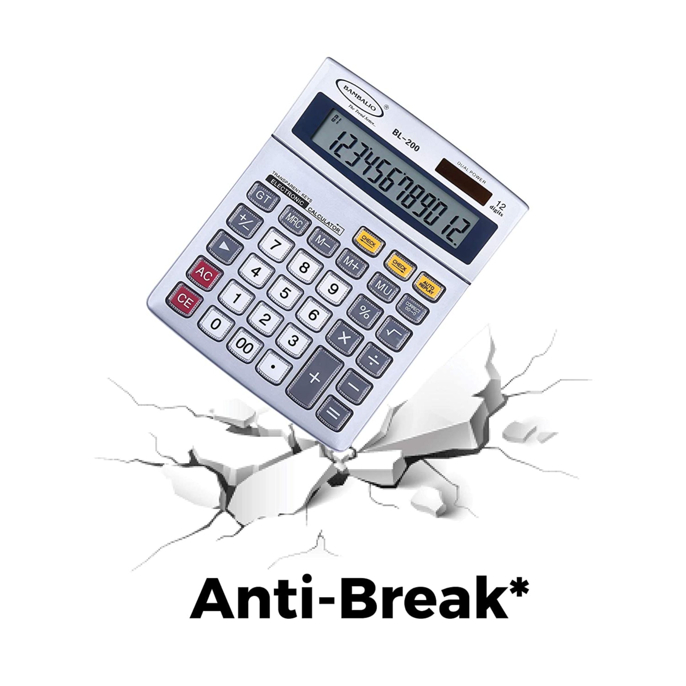 BAMBALIO Basic Calculator (12 Digits-Large Display, BL-200, Silver)_6
