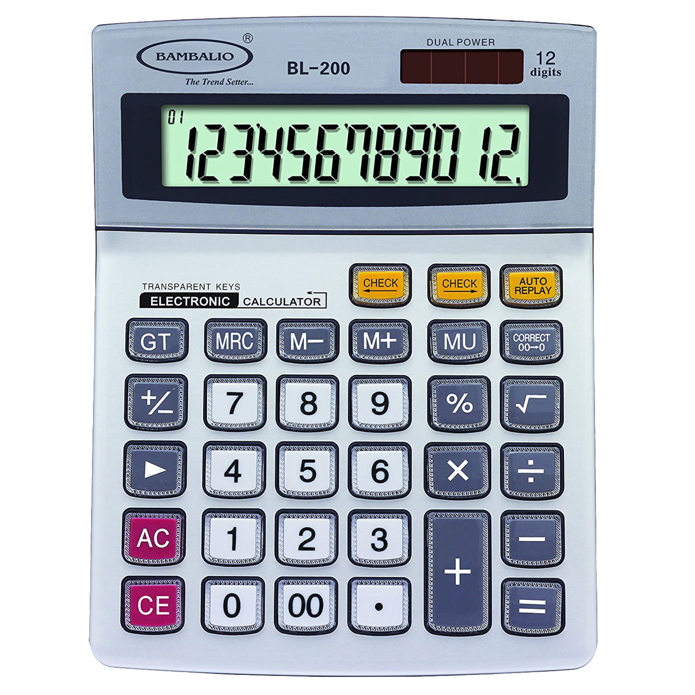 BAMBALIO Basic Calculator (12 Digits-Large Display, BL-200, Silver)_1