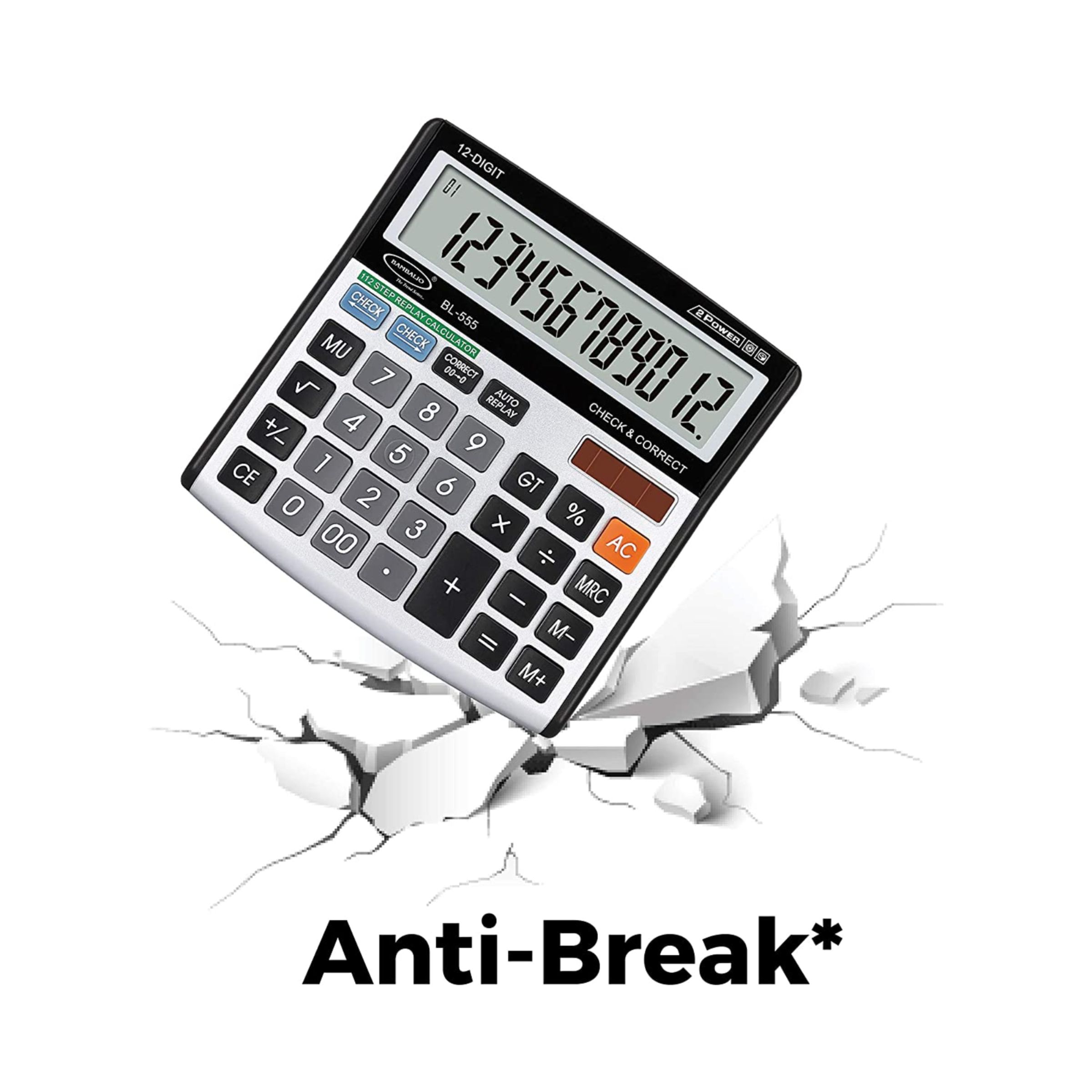 BAMBALIO Basic Calculator (12 Digits-Large Display, BL-555, Metallic)_6