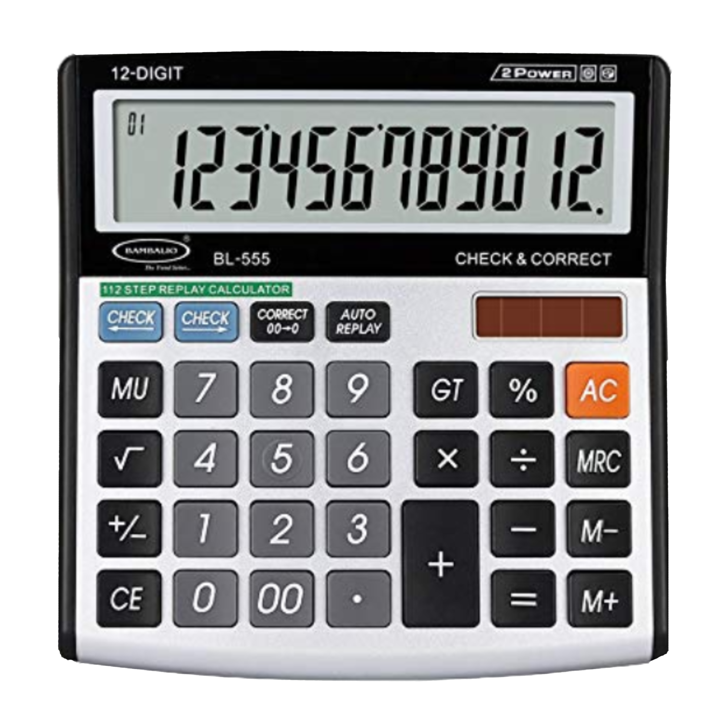 BAMBALIO Basic Calculator (12 Digits-Large Display, BL-555, Metallic)_1