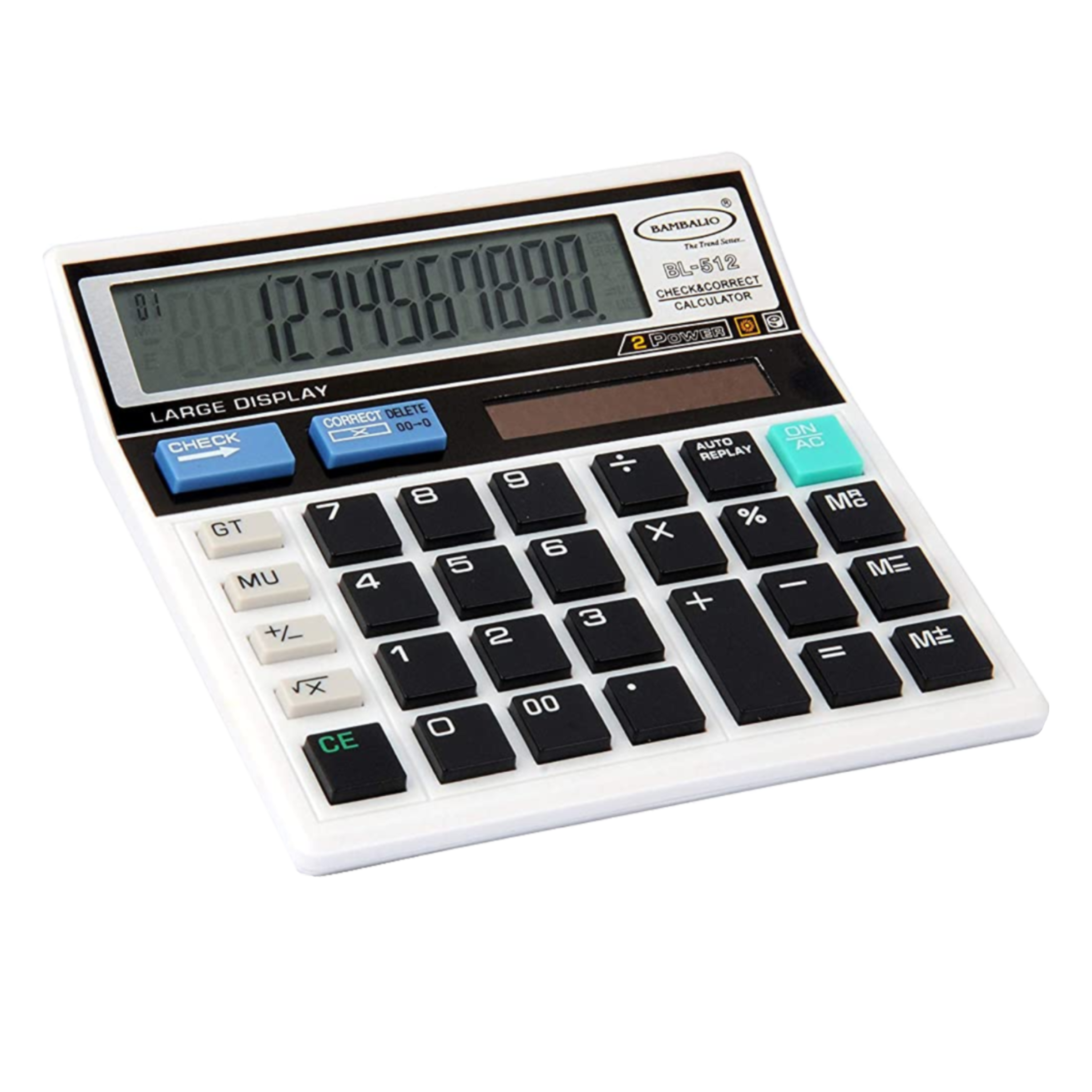 BAMBALIO Basic Calculator (12 Digits-Large Display, BL-512 W, White)_6