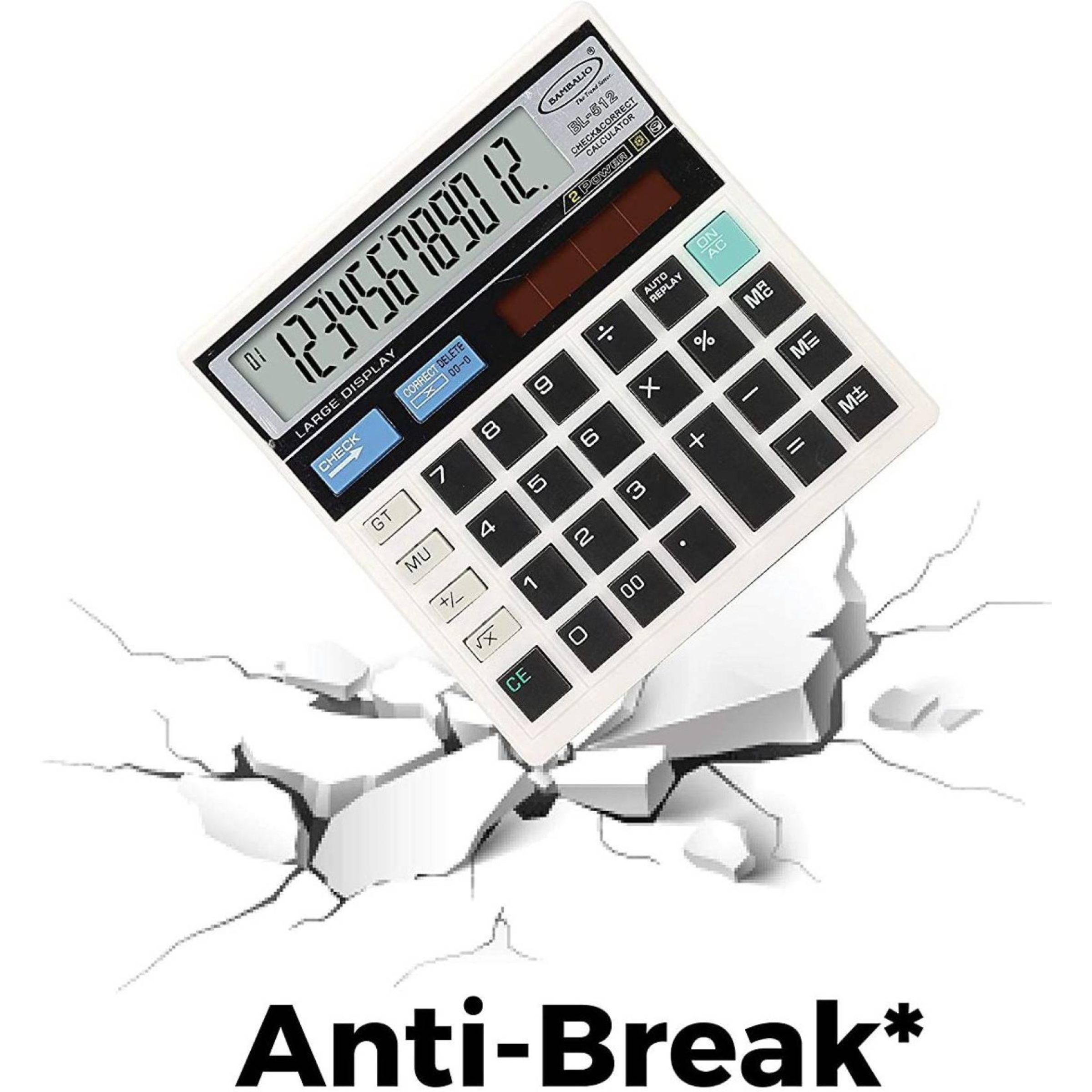 BAMBALIO Basic Calculator (12 Digits-Large Display, BL-512 W, White)_7
