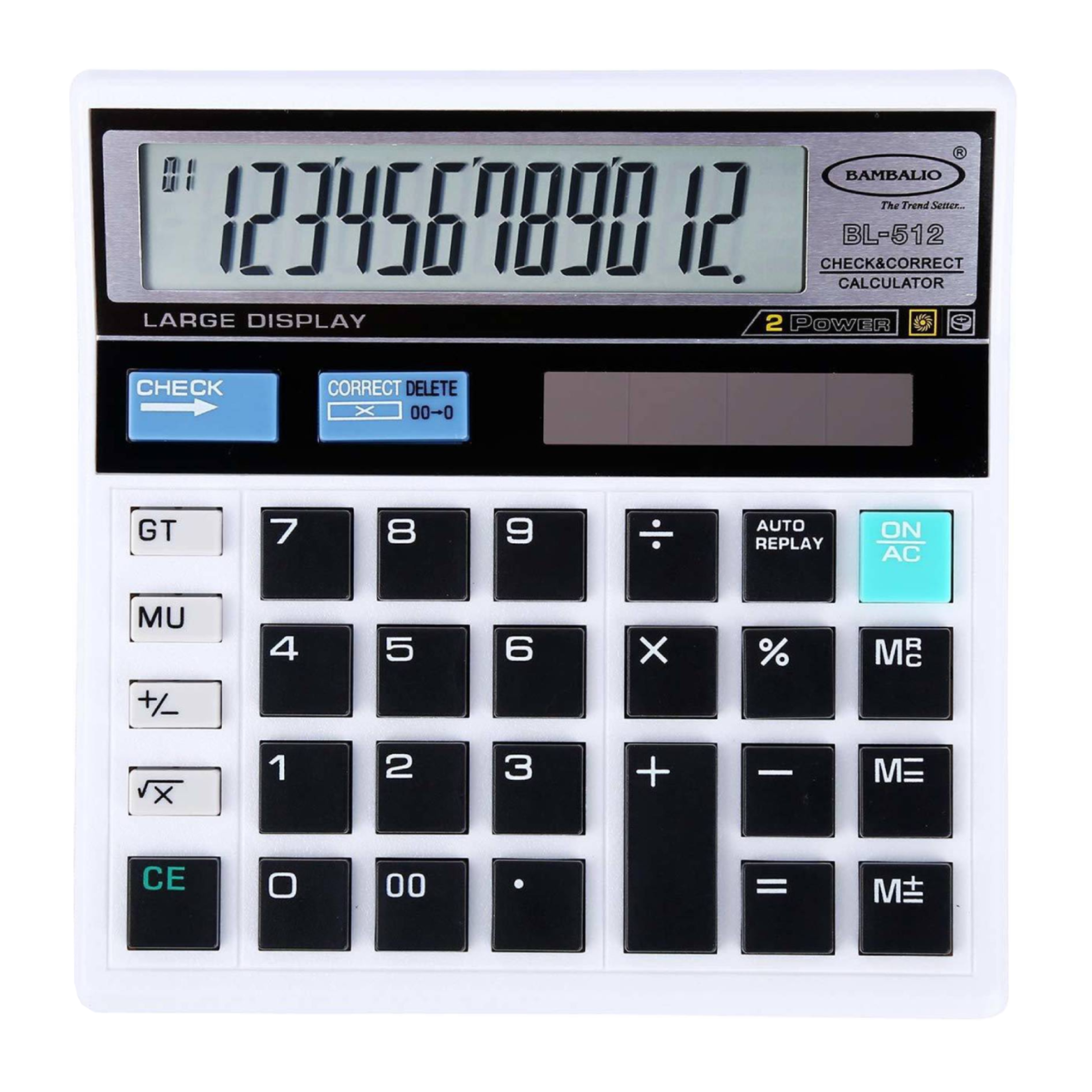 BAMBALIO Basic Calculator (12 Digits-Large Display, BL-512 W, White)_1