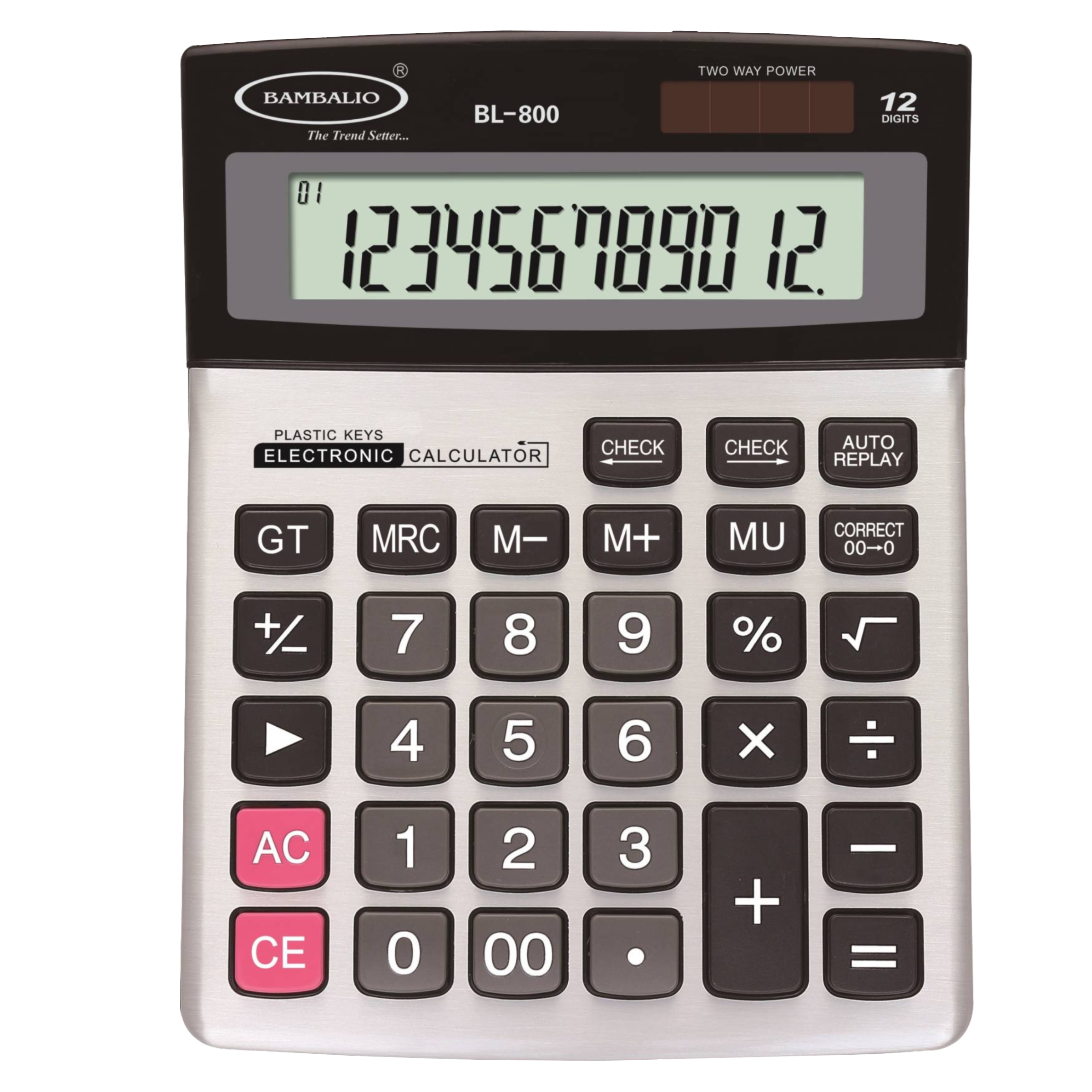 BAMBALIO Basic Calculator (12 Digits-Large Display, BL-800, Silver)_1