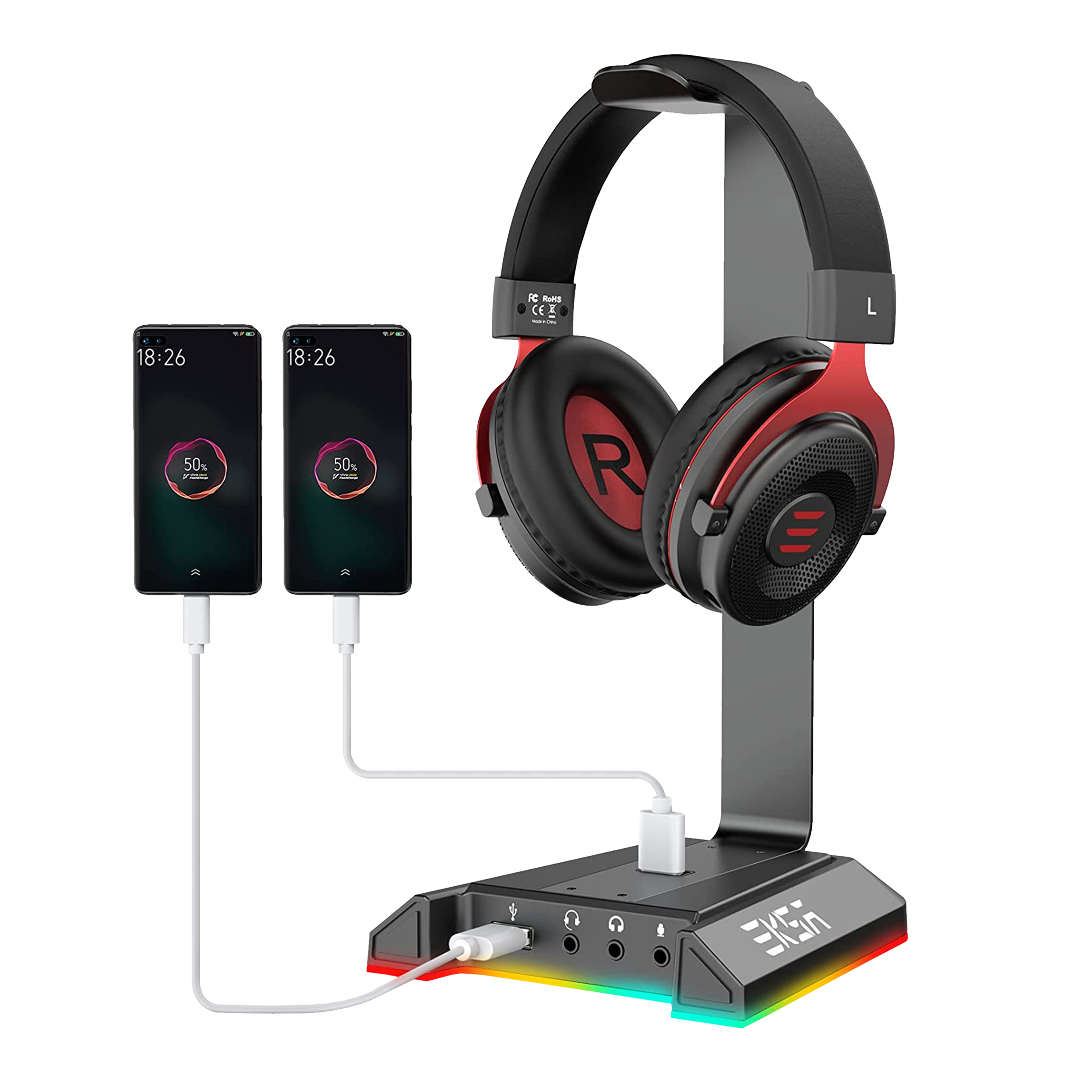 EKSA Gaming Headset Stand (7.1 Surround Sound, EW1RGB, Black)_2