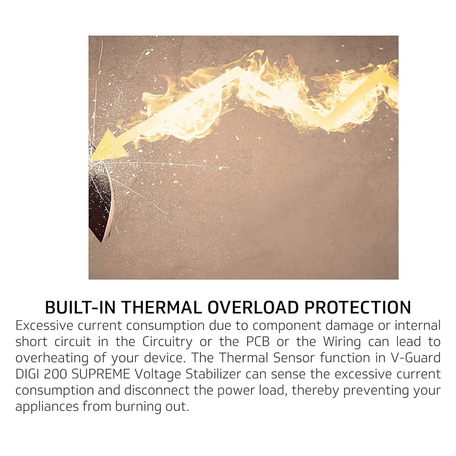 V-Guard 6 Amps Voltage Stabilizer For Up to 203cm (80") TV / SetTop Box / Home Theatre / Gaming Console / Photostat Machine (140 - 295 V, Built-In Thermal Overload Protection, Digi 200, White)_4