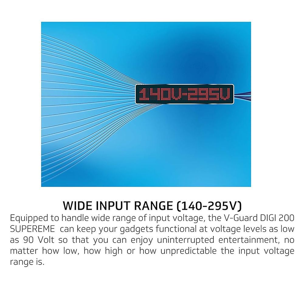 V-Guard 6 Amps Voltage Stabilizer For Up to 203cm (80") TV / SetTop Box / Home Theatre / Gaming Console / Photostat Machine (140 - 295 V, Built-In Thermal Overload Protection, Digi 200, White)_6