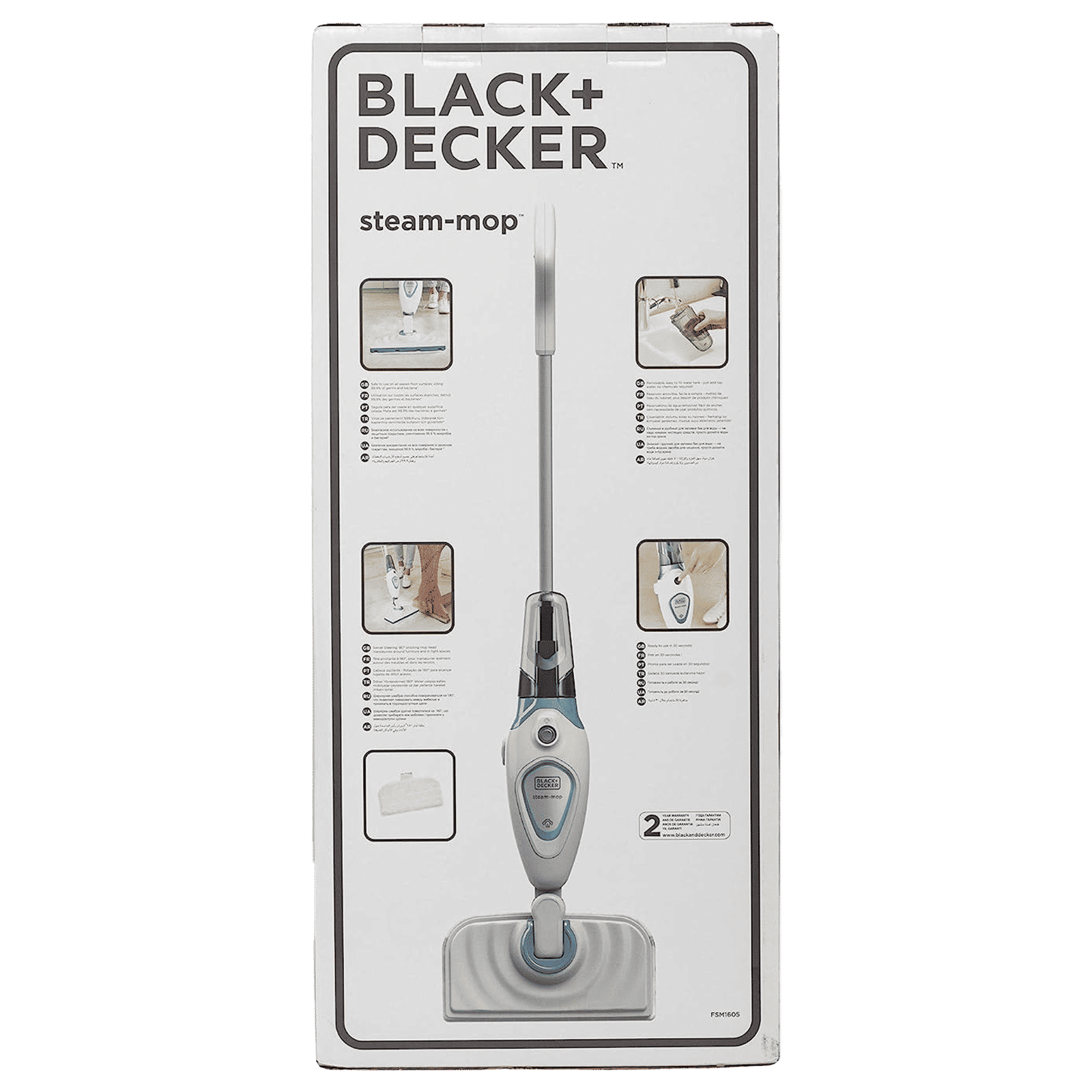 BLACK+DECKER 1300 Watts Steam Mop Cleaner (FSM1605-B1, White and Blue)_2