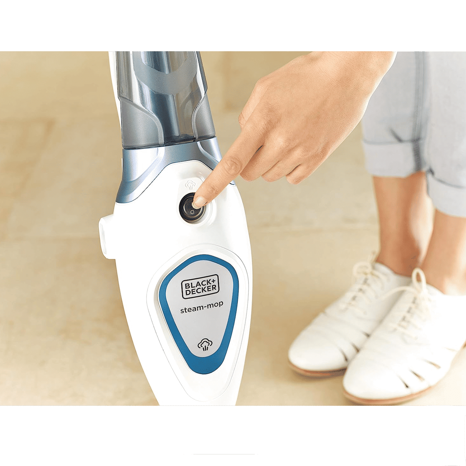 BLACK+DECKER 1300 Watts Steam Mop Cleaner (FSM1605-B1, White and Blue)_5