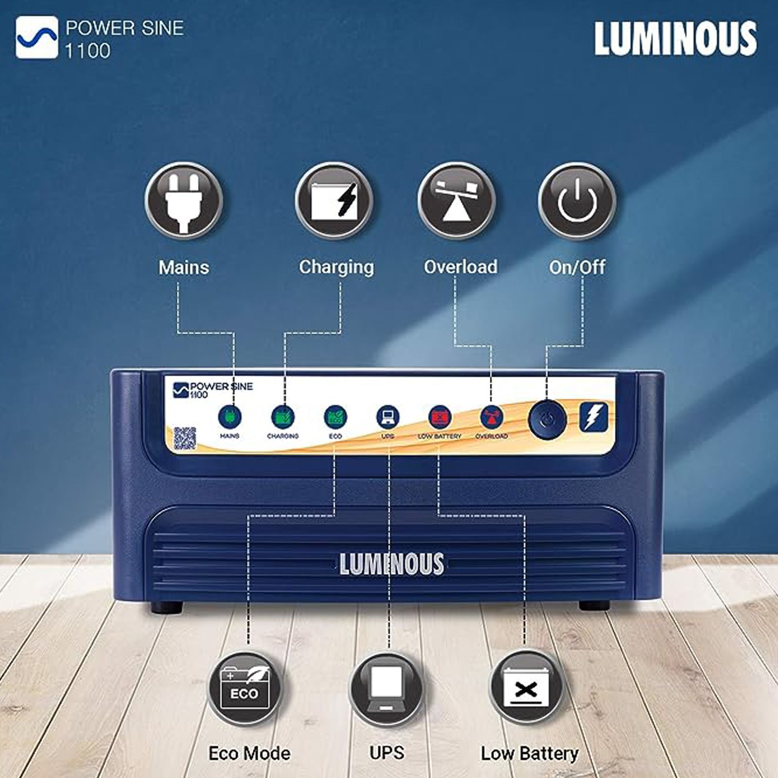 LUMINOUS 24.5 Amps Inverter (Eco Mode, Power Sine 1100, Blue)_2