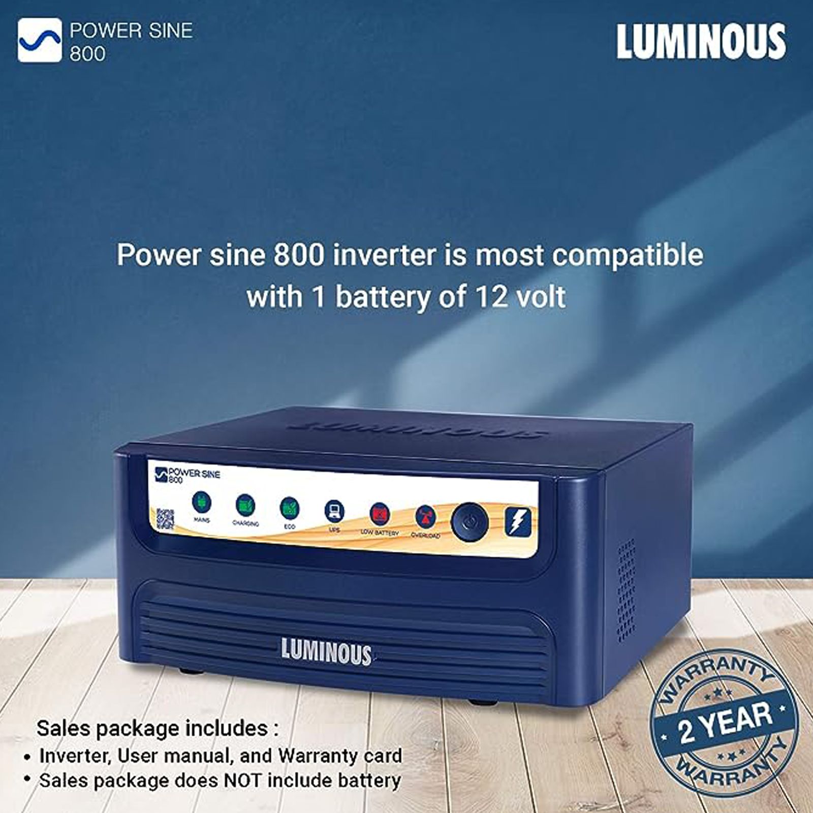 LUMINOUS Powersine 800 24.5 Amps Inverter (Fast Charging, Blue)_3