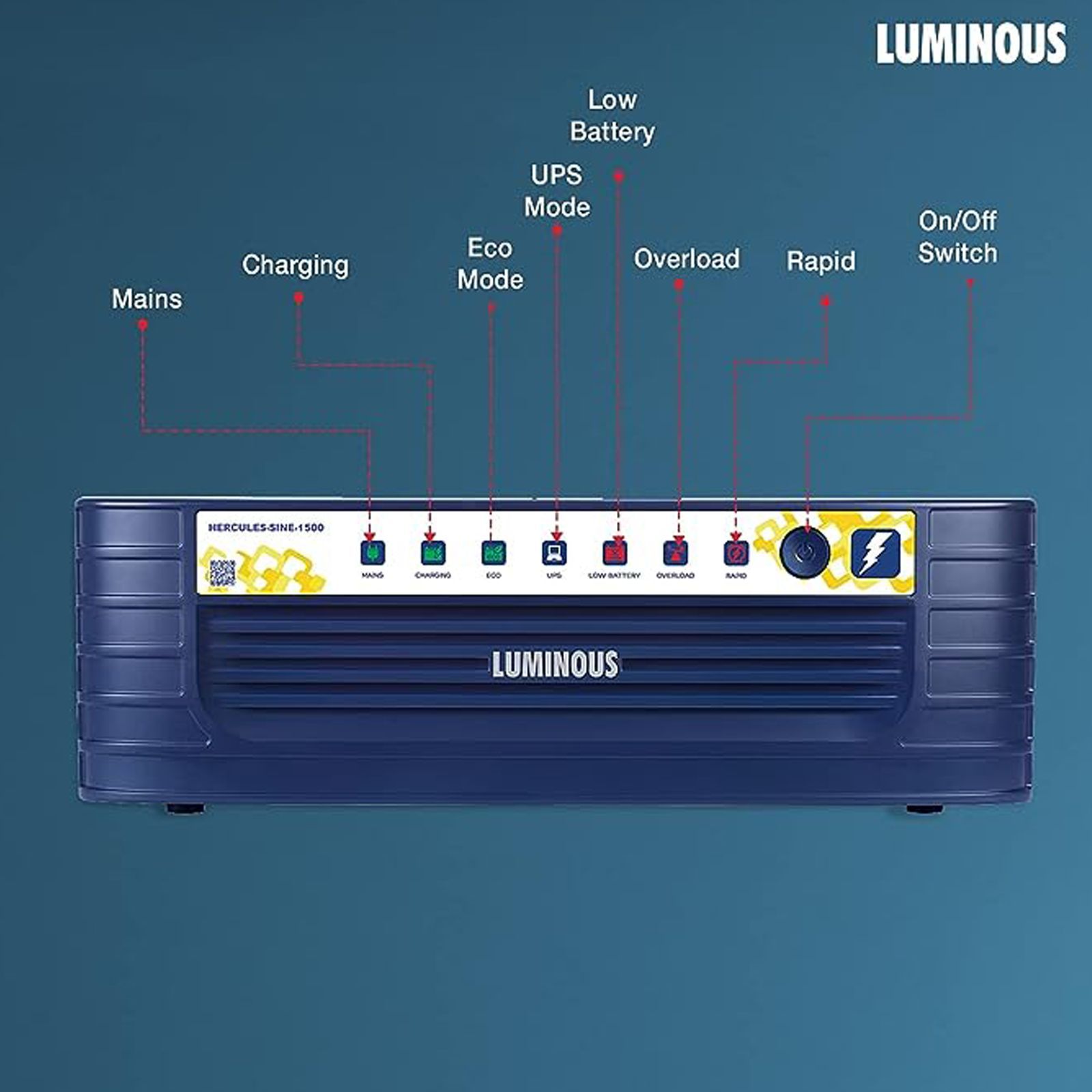 LUMINOUS 7.7 Amps Inverter (Eco Mode, Hercules Sine 1500, Blue)_3