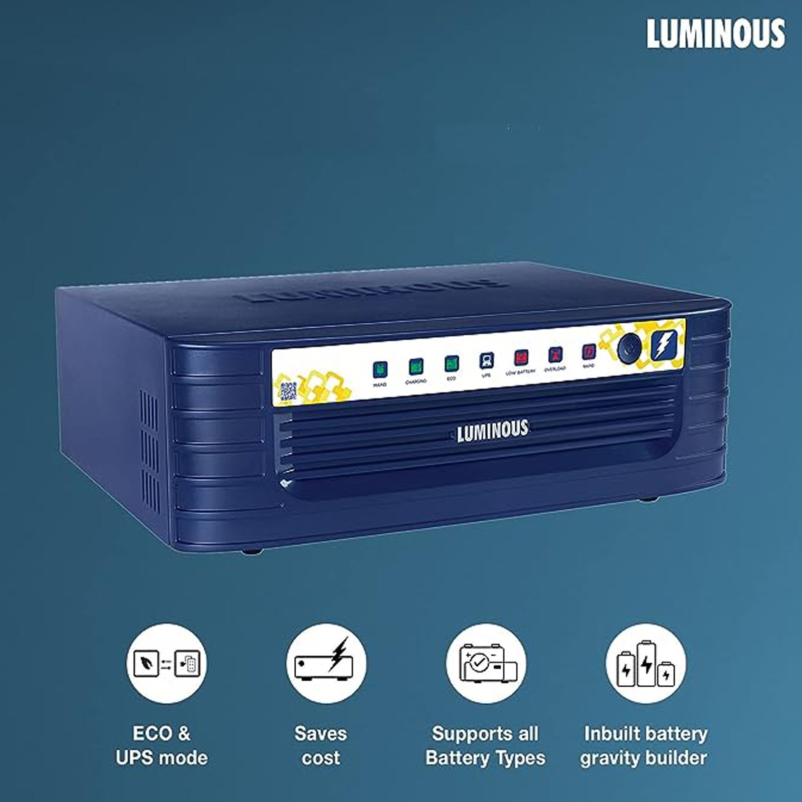 LUMINOUS 7.7 Amps Inverter (Eco Mode, Hercules Sine 1500, Blue)_4