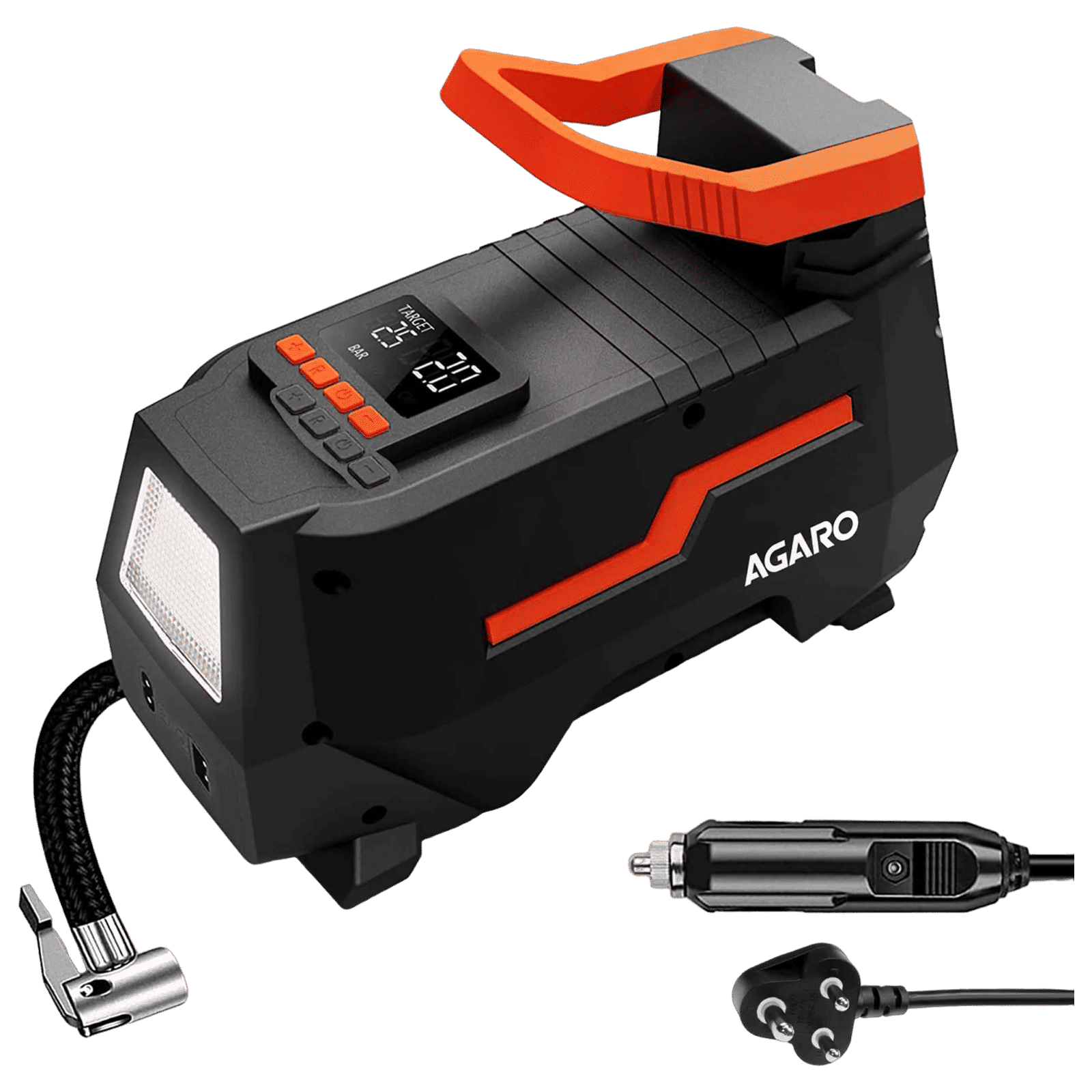 AGARO TI2157 150 PSI Tyre Inflator for Cars and Bikes (Auto Shut Off, 33720, Black)_1