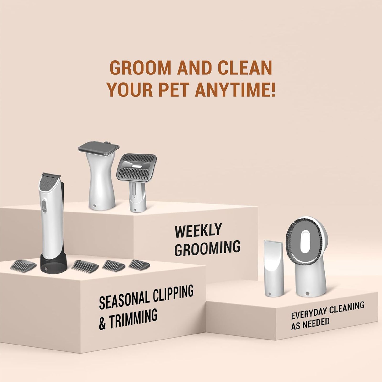 EUREKA FORBES Buddy Corded Pet Grooming Kit with 5 Accessories (Adjustable Suction, White)_3