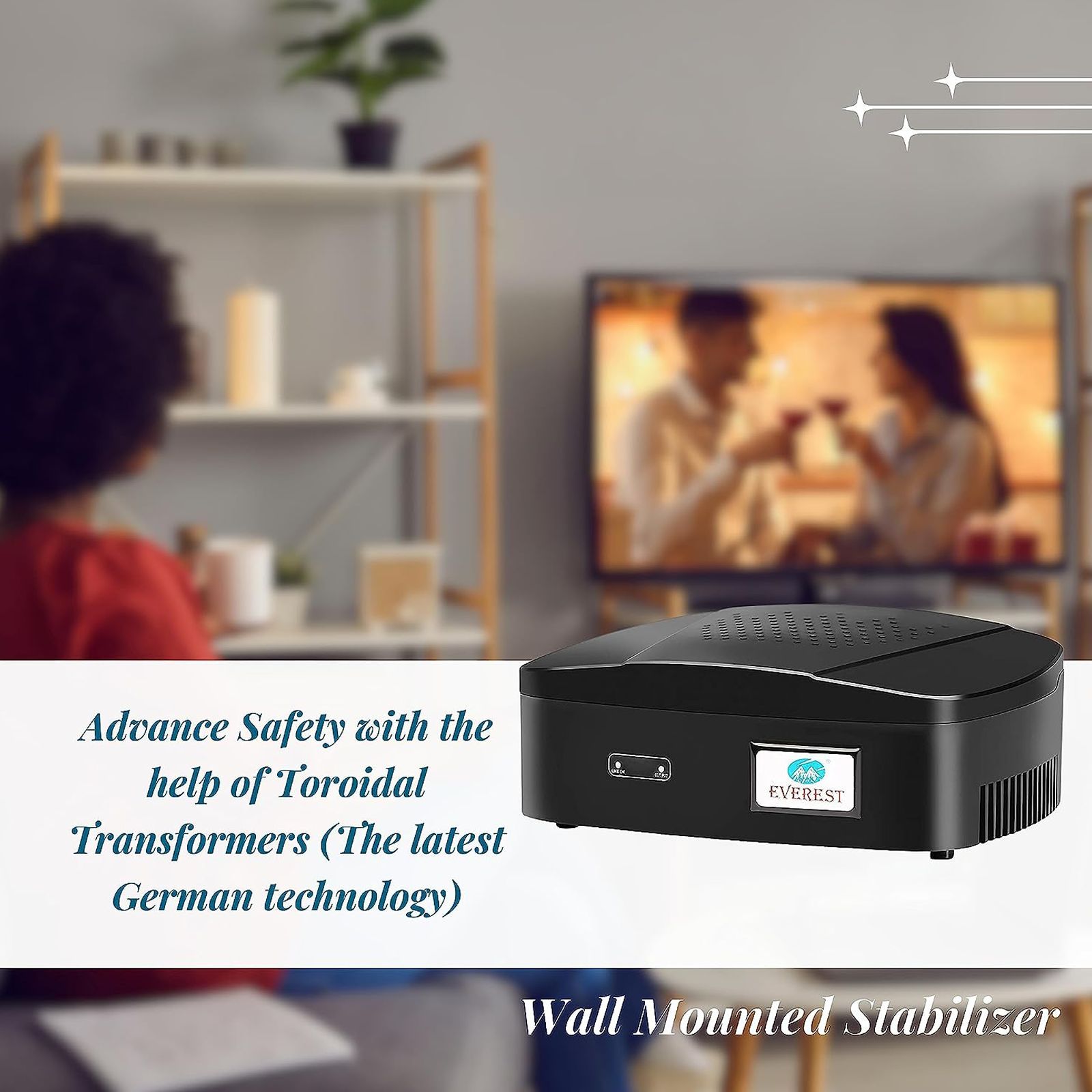 Everest ENT 100 14 Amps Voltage Stabilizer For Up to 72 Inch LED TV + Home Theater + Set Top Box (90 - 290 V, Thermal Overload Protection, Black)_6