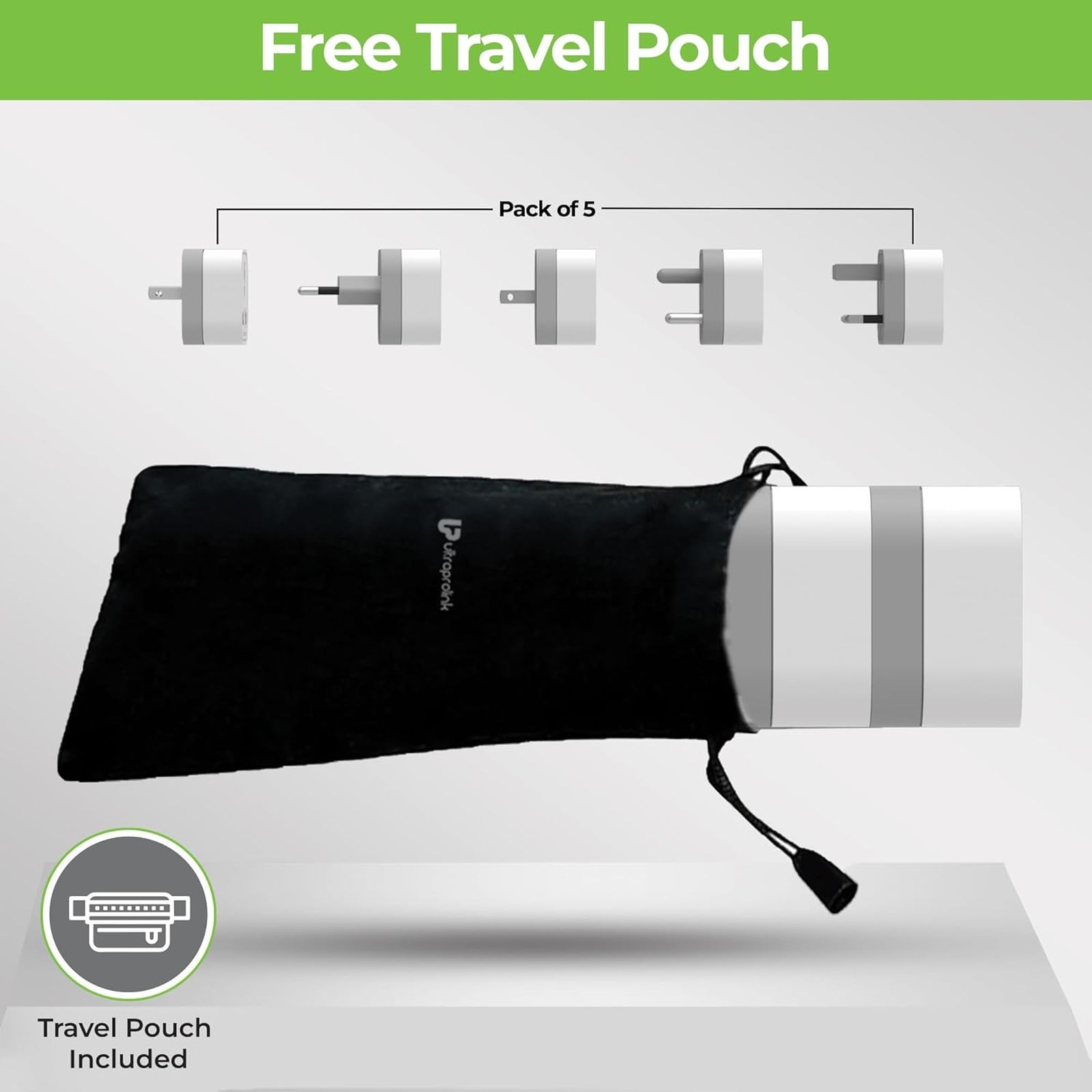 UltraProlink 5 Plugs Travel Adapter (Versatile Voltage Handling, UM1164, White)_6