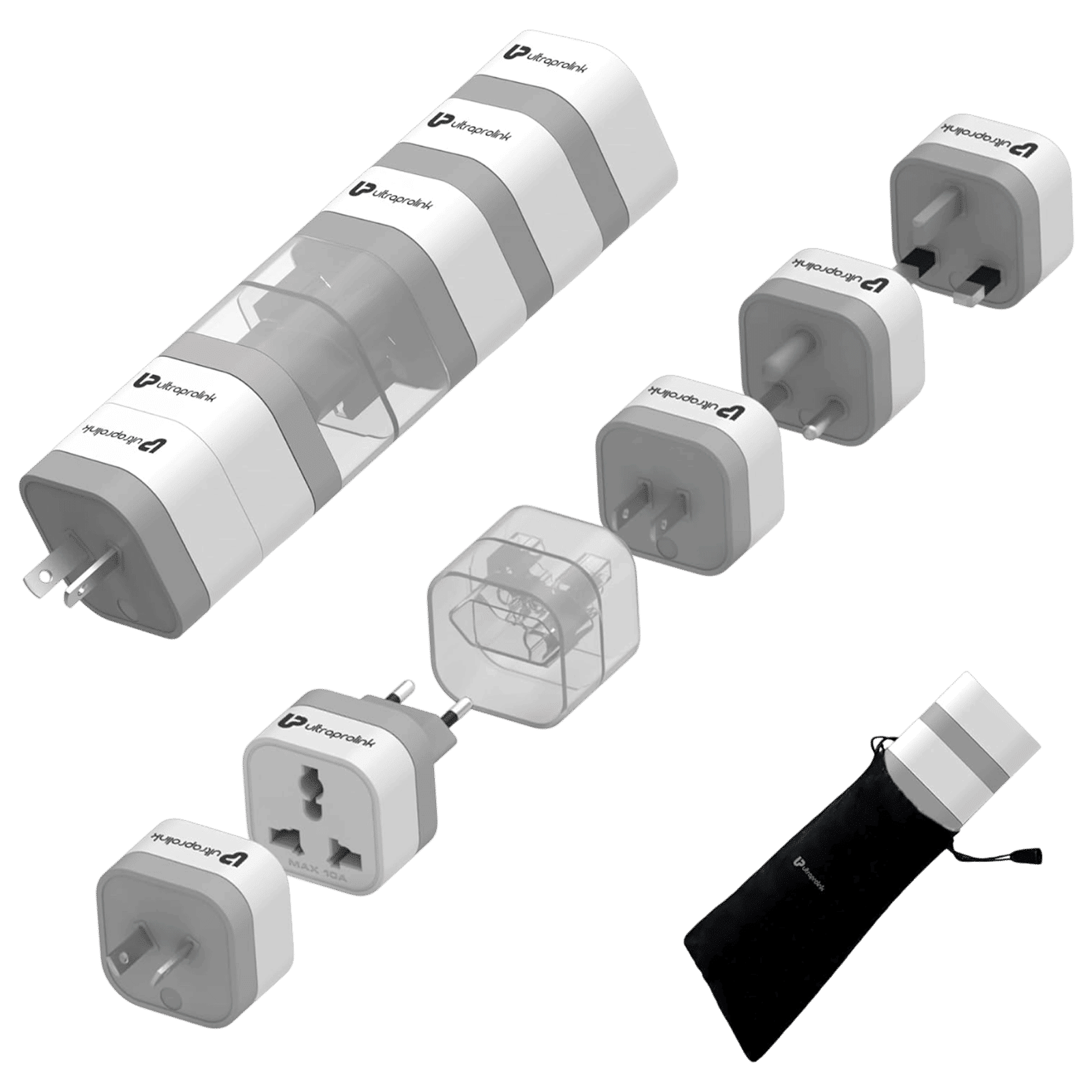 UltraProlink 5 Plugs Travel Adapter (Versatile Voltage Handling, UM1164, White)_1