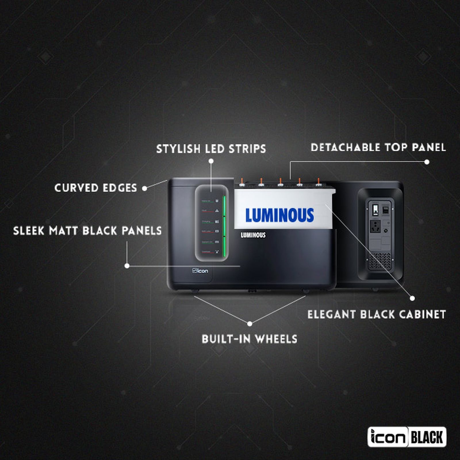 LUMINOUS Icon 1100 17 Amps Inverter (LED indications, F04111012181, Black)_3
