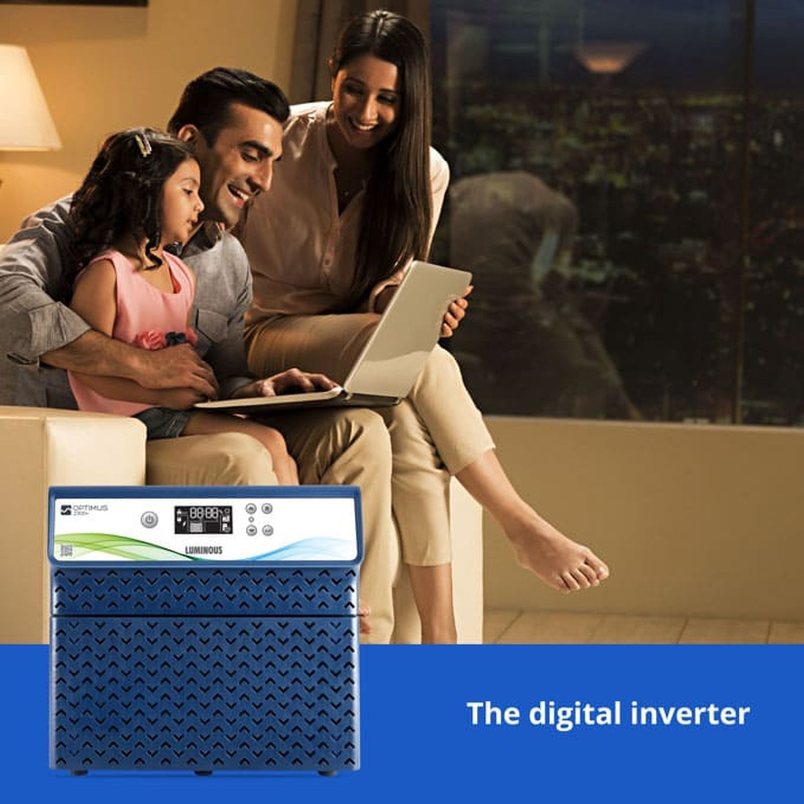 LUMINOUS Optimus 2300 Plus 21 Amps Inverter (1600 W, LCD Display, Blue)_3