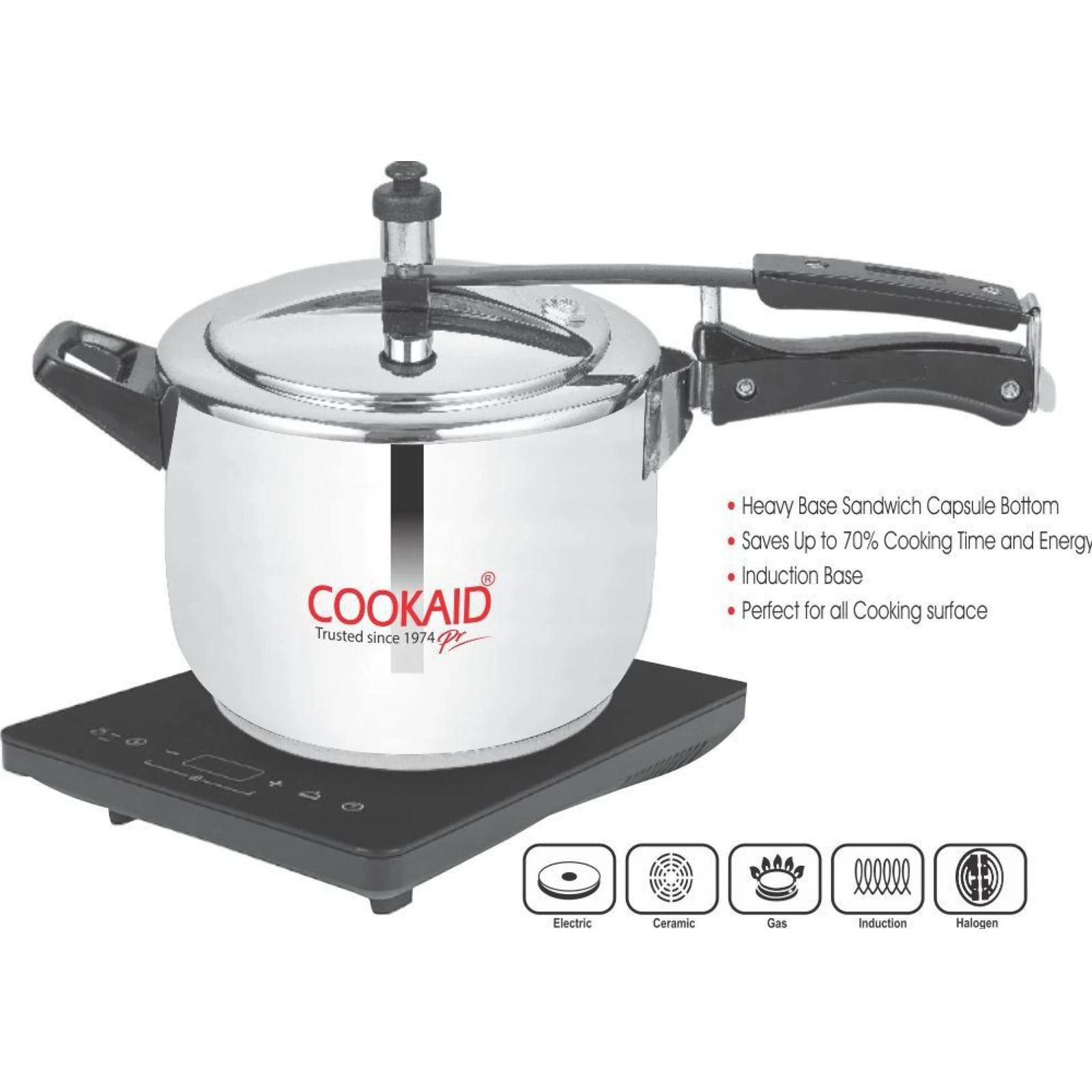 COOKAID CKSSPCIL3 3L Stainless Steel Pressure Cooker (With Induction Bottom, Silver) COOKAID CKSSPCIL3 3L Stainless Steel Pressure Cooker (With Induction Bottom, Silver)_3