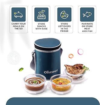 Oliveware Pebble Glassware 400ml Glass Container with Lid (Set of 3, Scratch Resistant, Transparent)_4