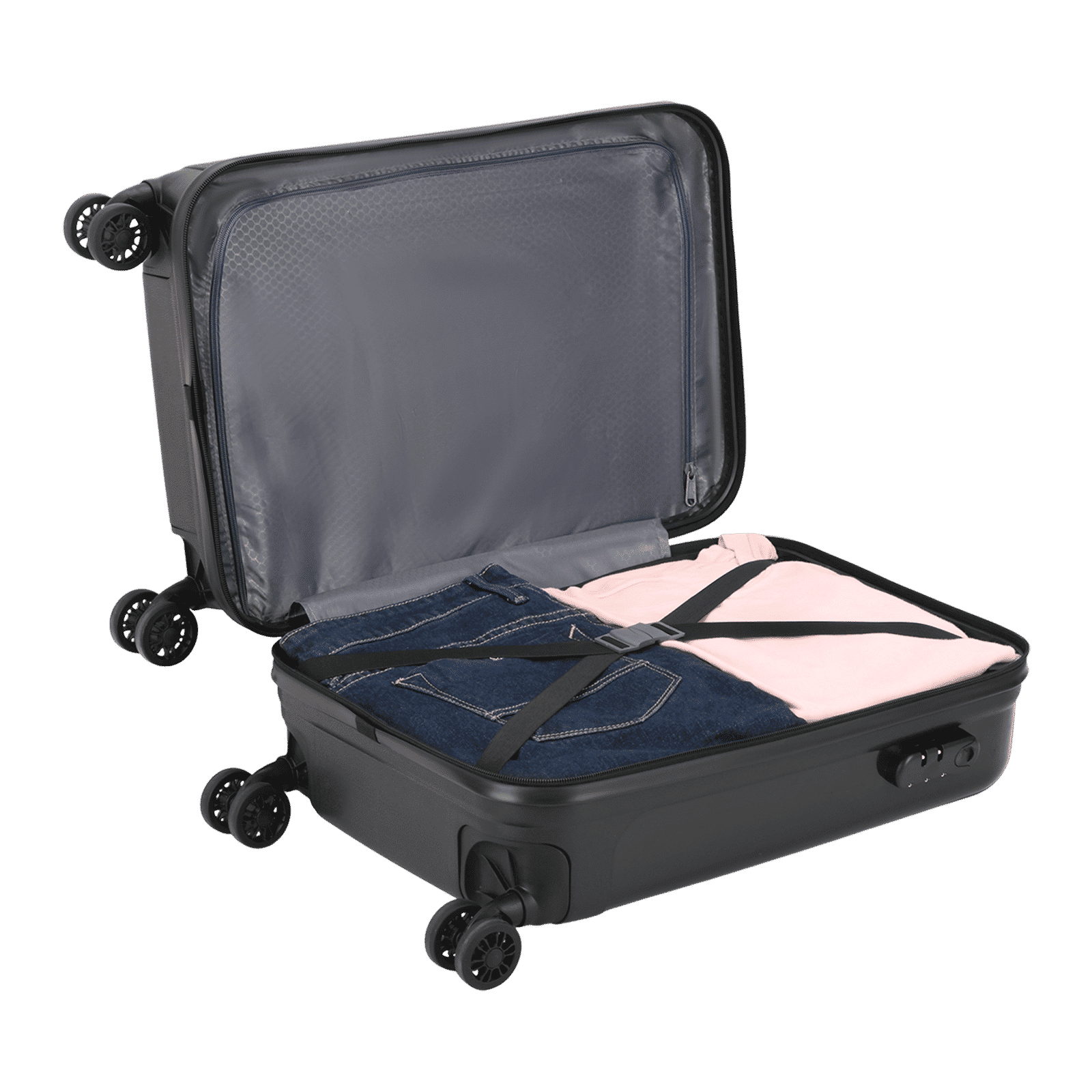 ARISTOCRAT Fronx Polypropylene Trolley Bag (8 Wheels, FRONXS55JBK, Black)_6