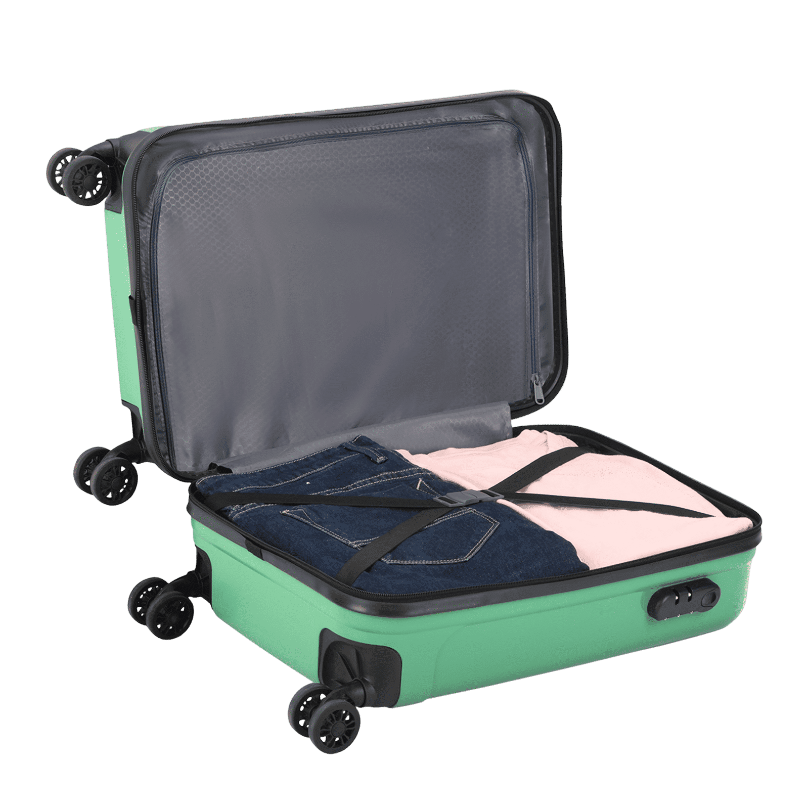 ARISTOCRAT Fronx Polypropylene Trolley Bag (8 Wheels, FRONXS55PSG, Green)_6