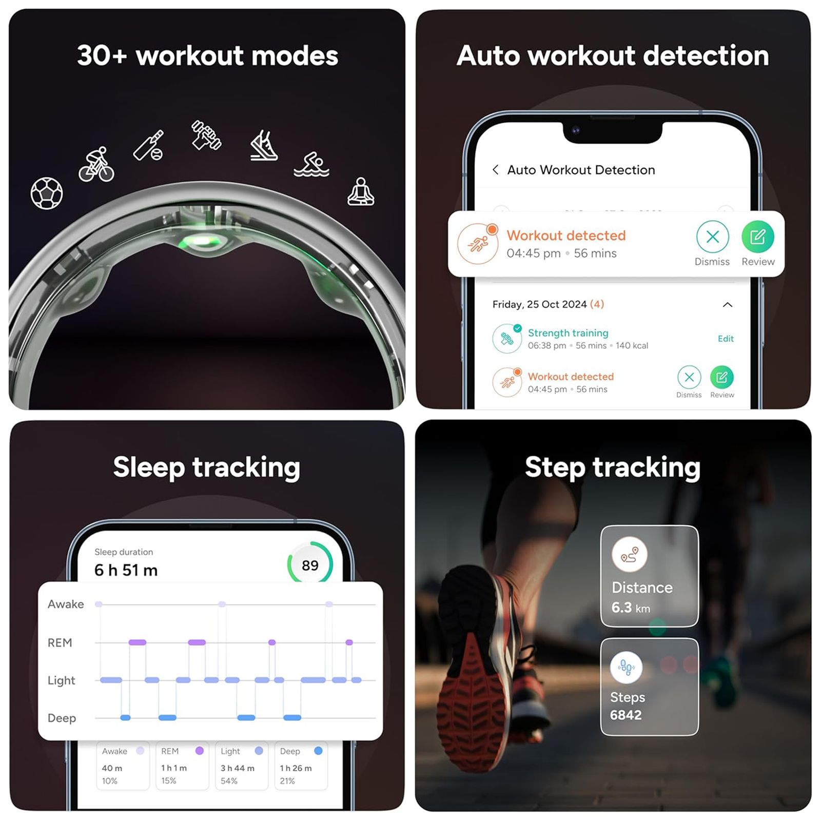GABIT GSR01 Smart Ring 30+ Workout Modes & Holistic Health Tracking (Size 11, Titanium Build, Matte Silver)_7