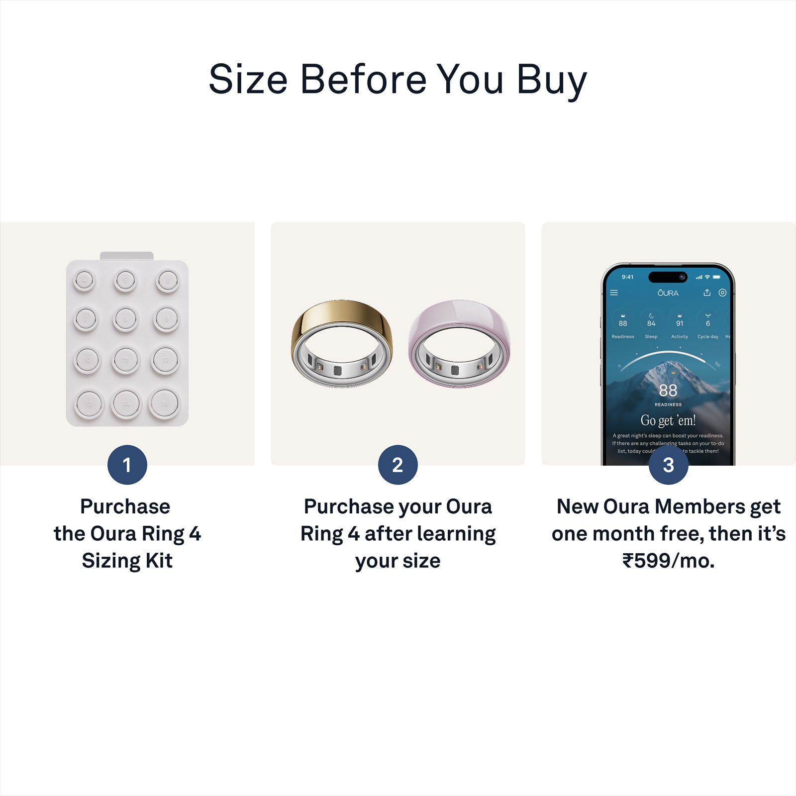 Oura Ring 4 Smart Ring Sizing Kit (Size 04 -15, White)_2