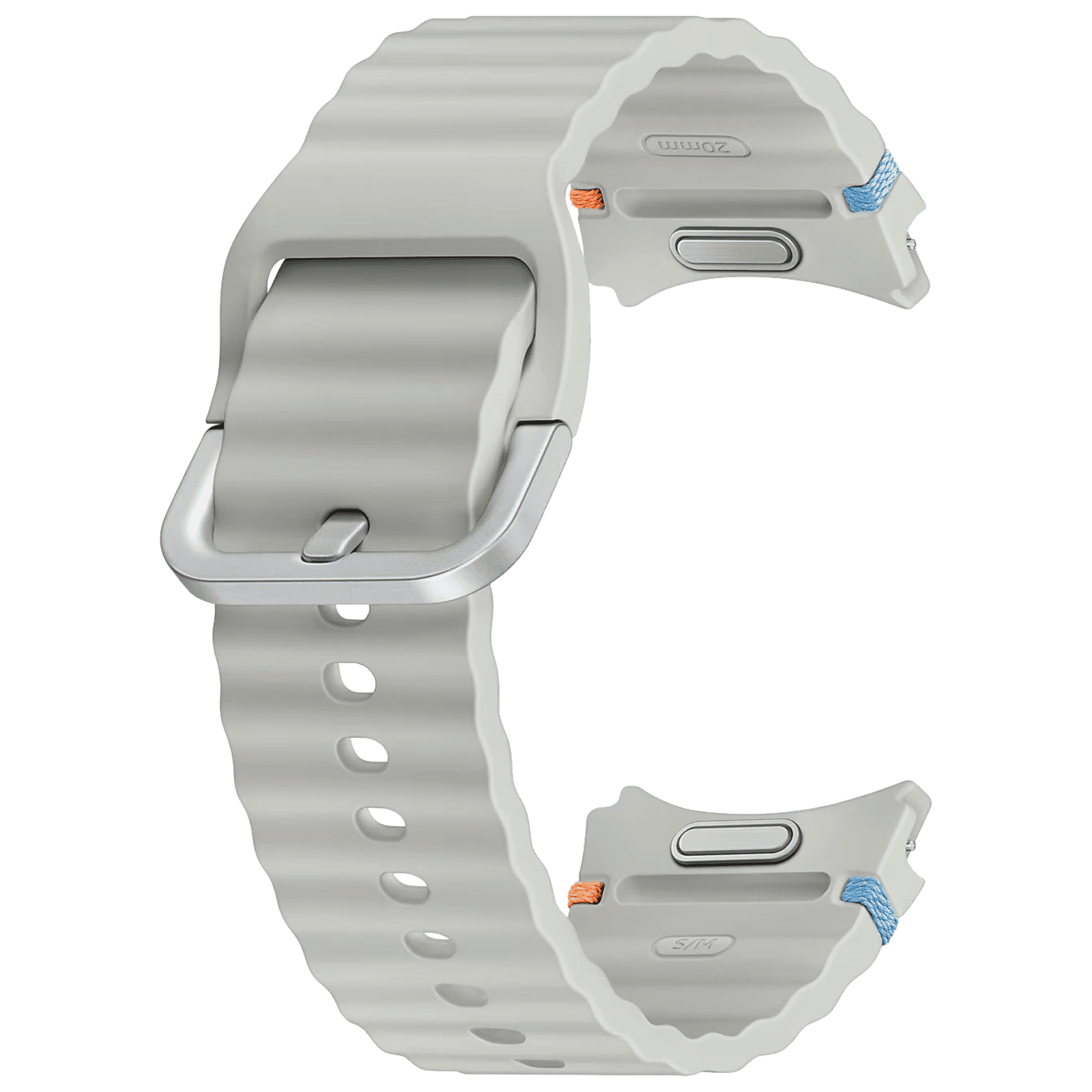 SAMSUNG ET-SNL30SSEGIN HNBR Sport Band for SAMSUNG Galaxy Watch7, Watch4, Watch4 Classic, Watch5, Watch 5 Pro, Watch6 & Watch6 Classic (S/M) (Breathable Design, Silver)_1