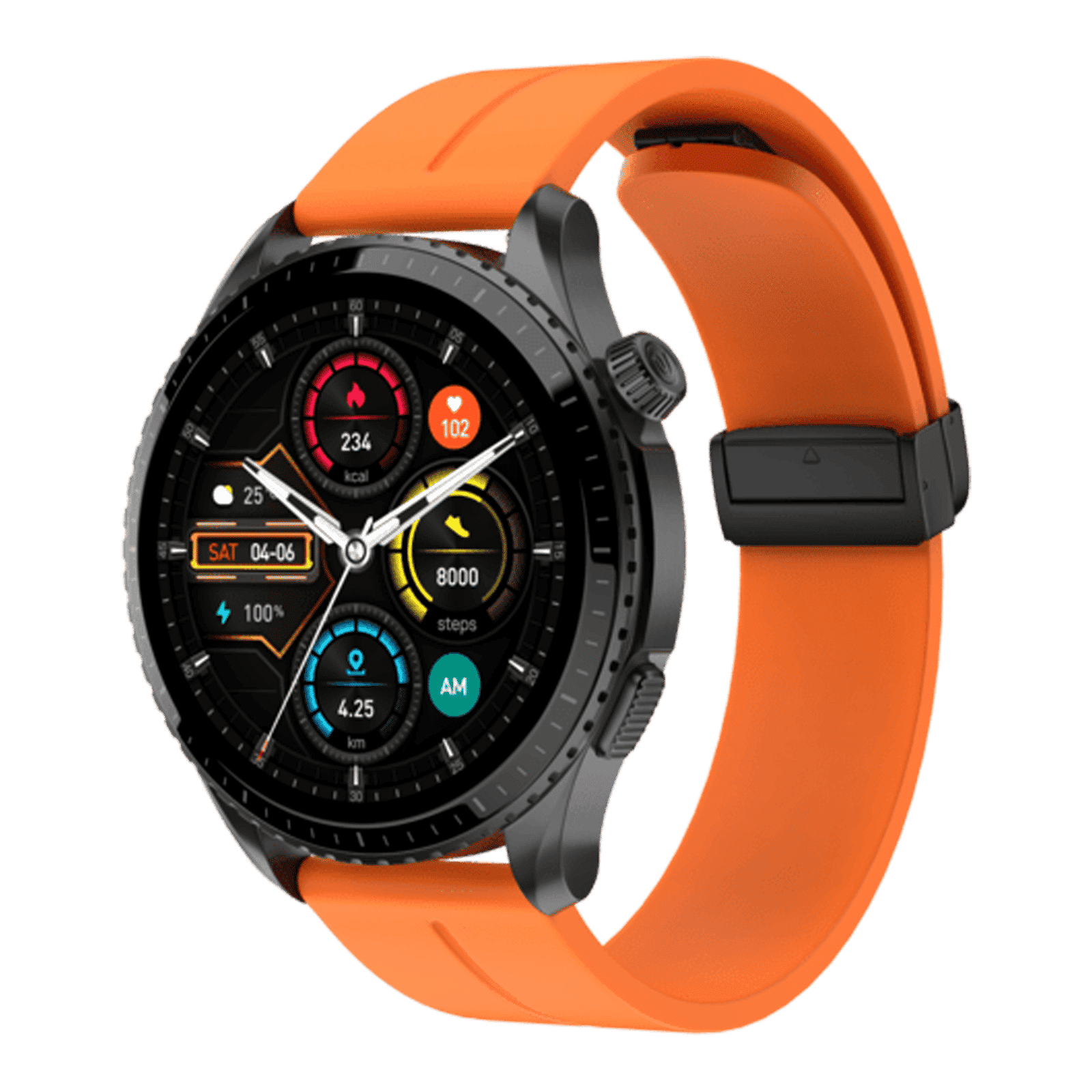 noise SnapOn Silicone Magnetic Loop for Smartwatch (22mm) (Quick Release Pins, Orange)_4