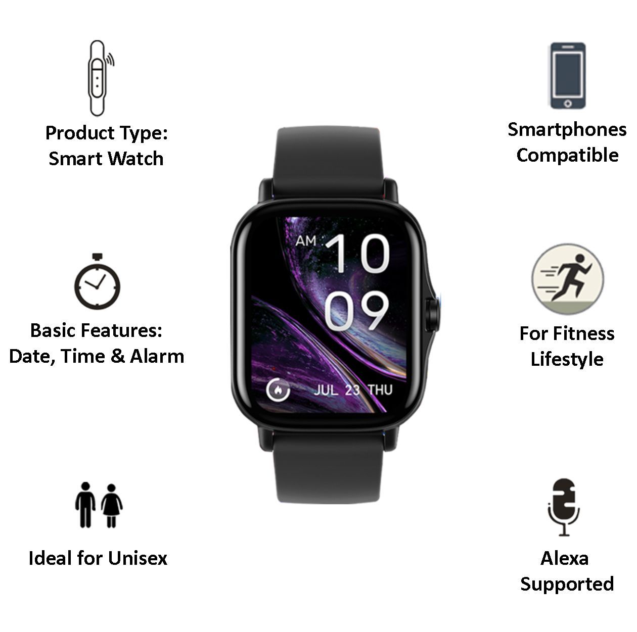 amazfit GTS 2 Smartwatch with Bluetooth Calling (41.91mm AMOLED Display, 5ATM Water Resistant, Midnight Black Strap)_4