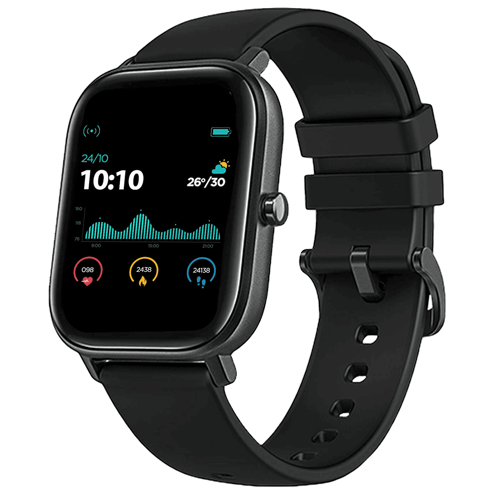 pebble Pace Smartwatch (35.56mm) (Built-in Oximeter, PFB05, Black, Silicon Strap)_2