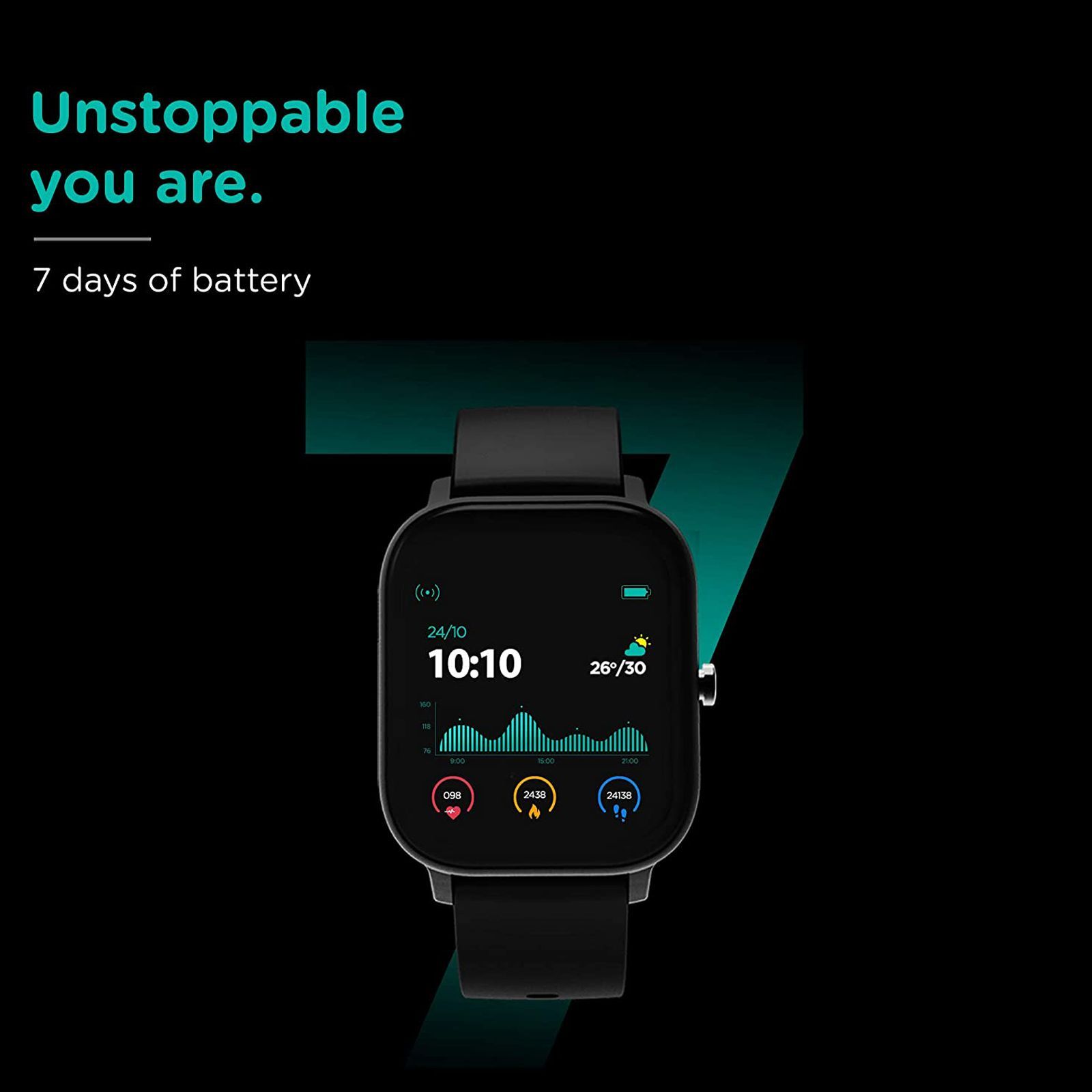 pebble Pace Smartwatch (35.56mm) (Built-in Oximeter, PFB05, Black, Silicon Strap)_6